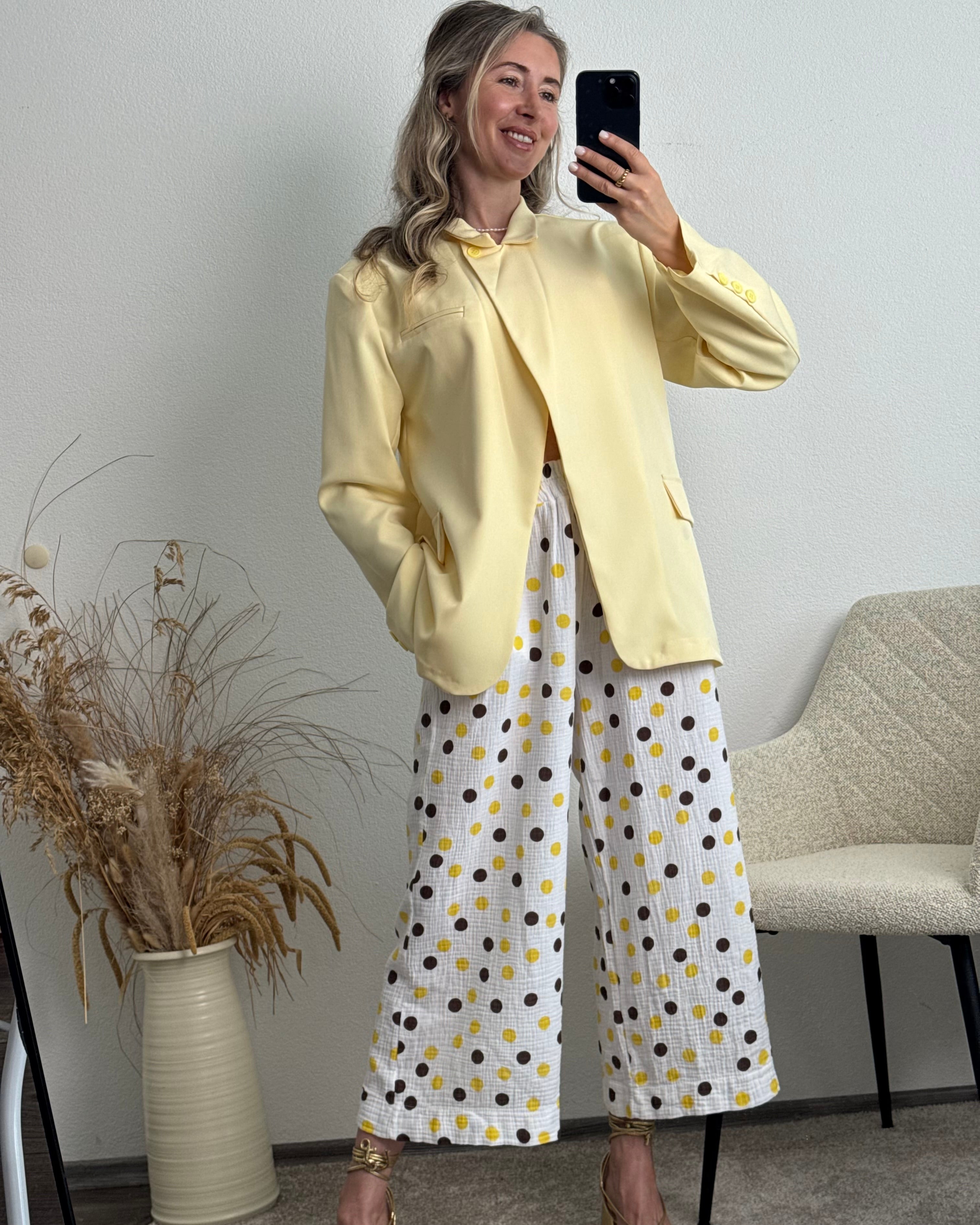 Musselinhose Polka Dots Gelb