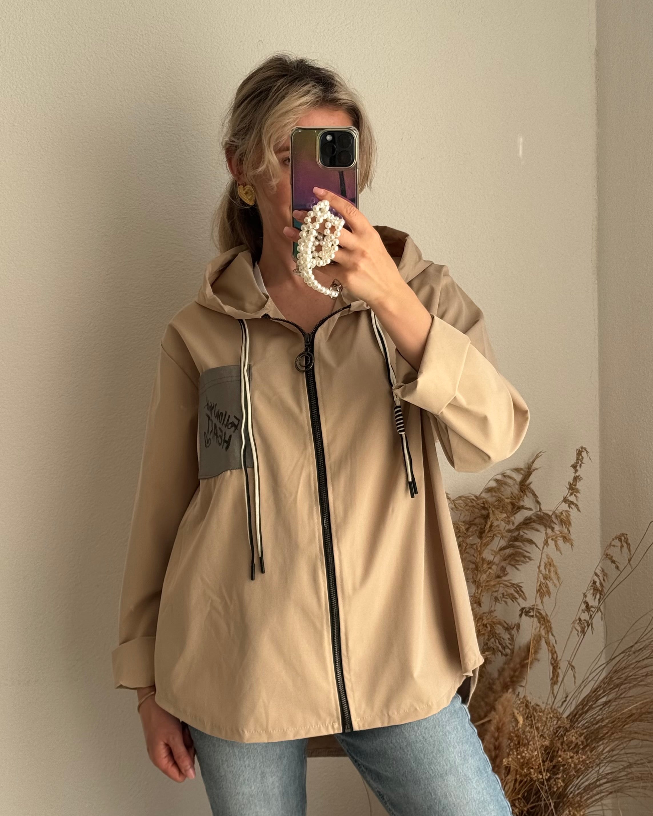 Sommerjacke FOLLOW YOUR HEART beige