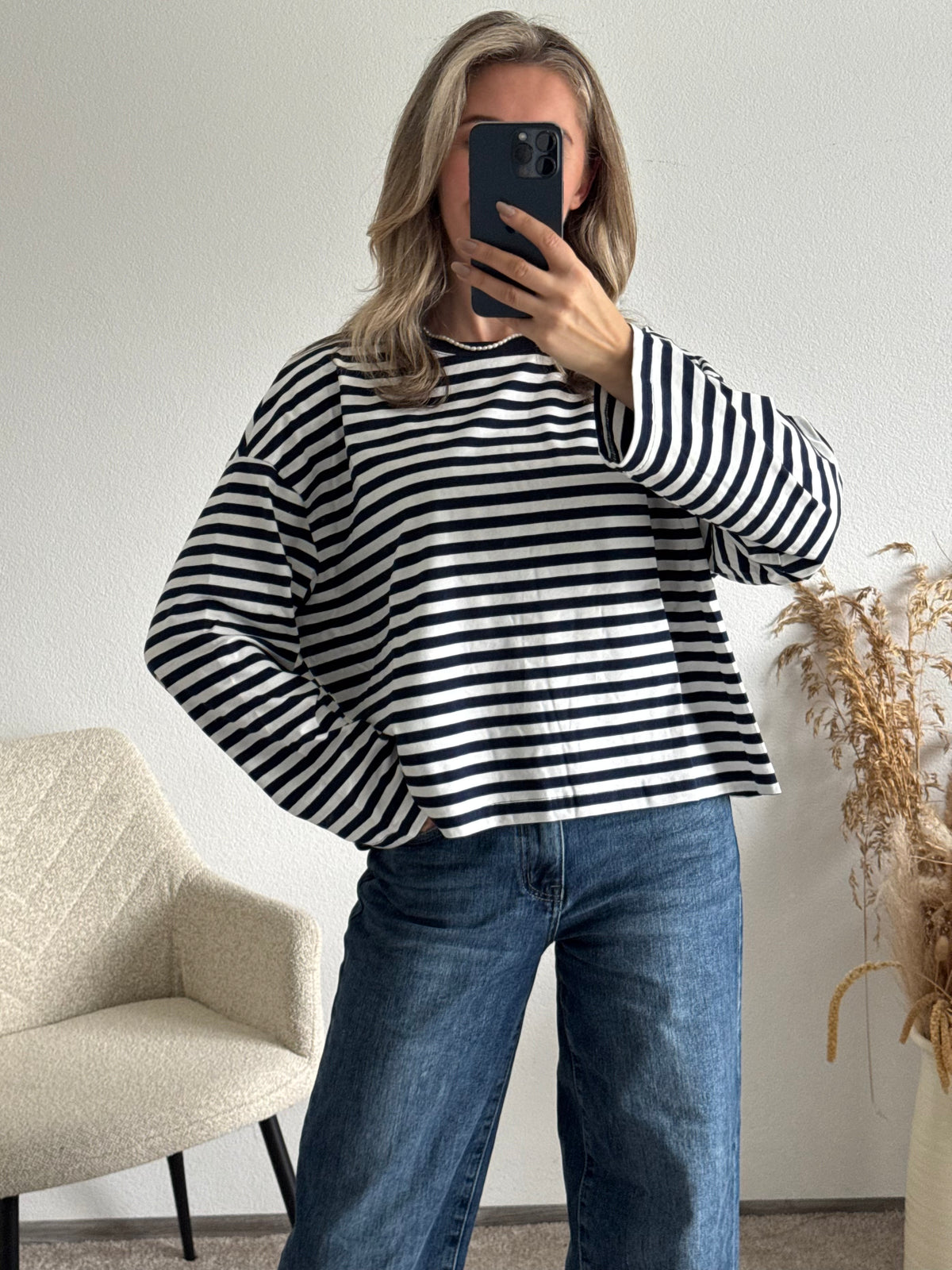 Oversize Stripe Shirt Blau
