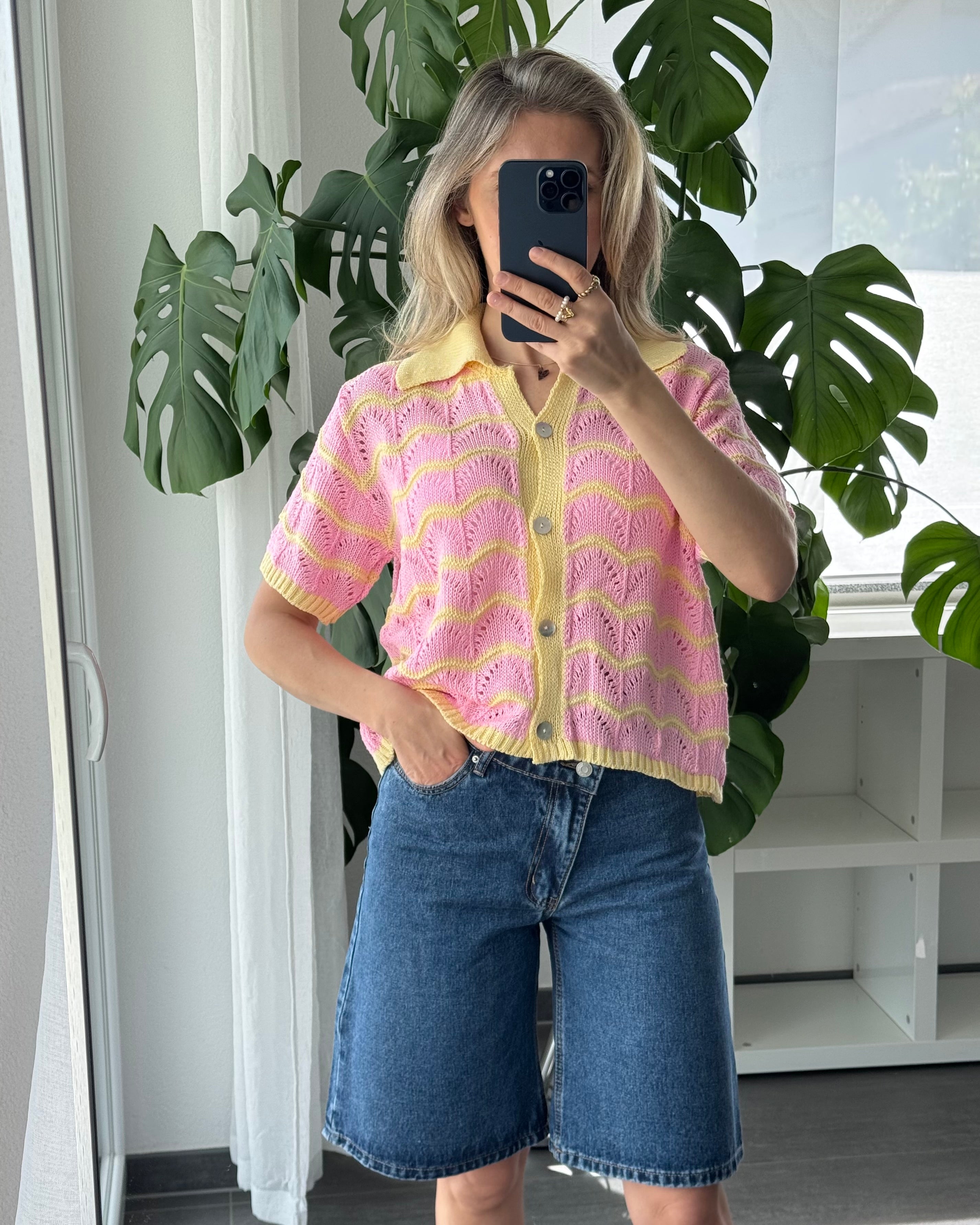 Lina Knit Polo Gelb Pink