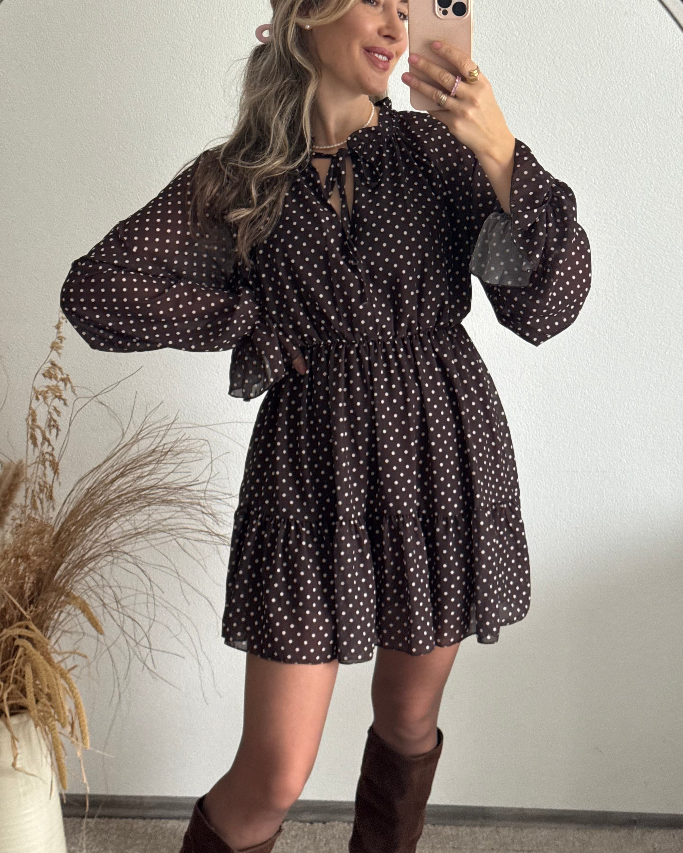 Kleid Polka Dot Braun
