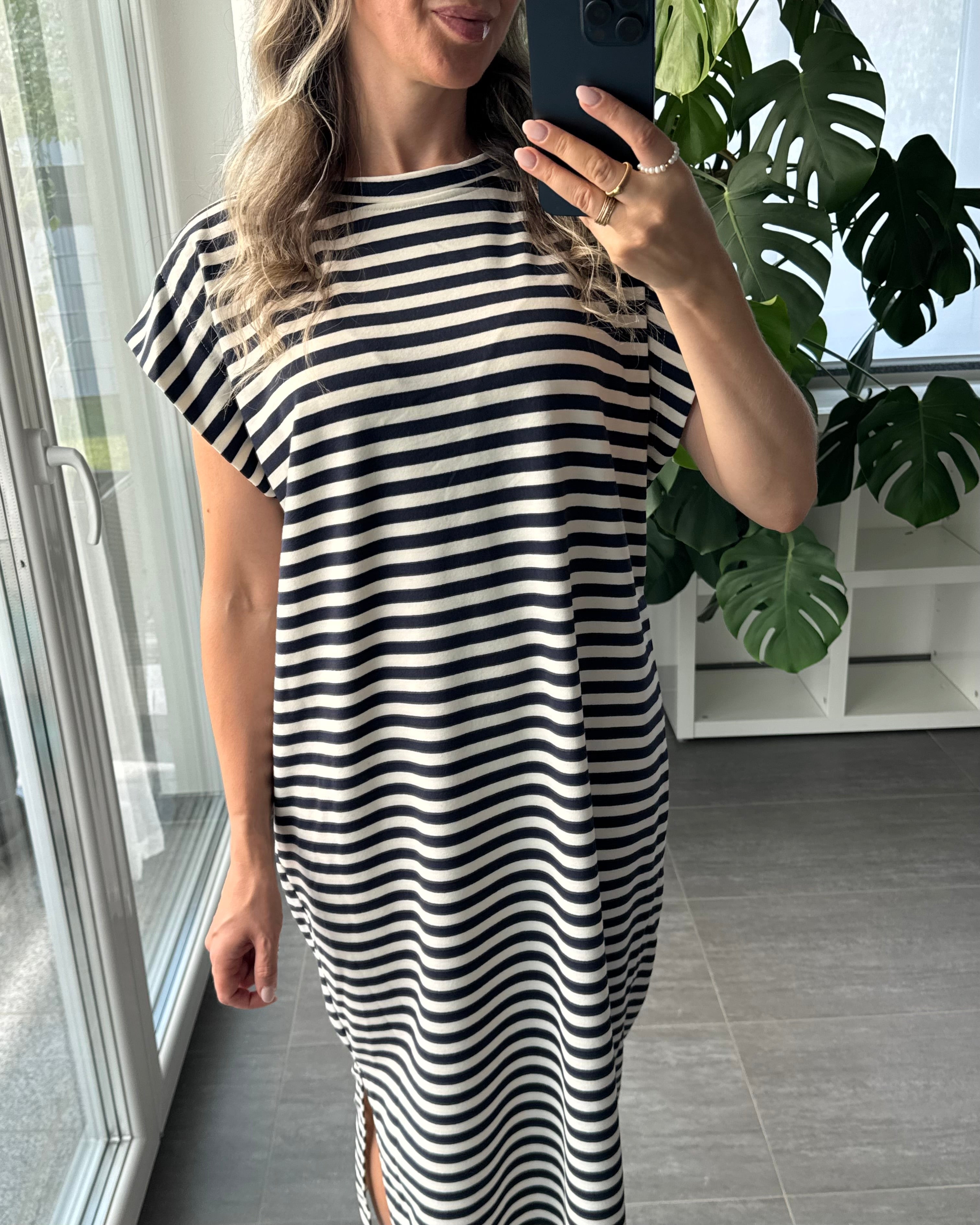 Midikleid Sienna Stripes Marineblau