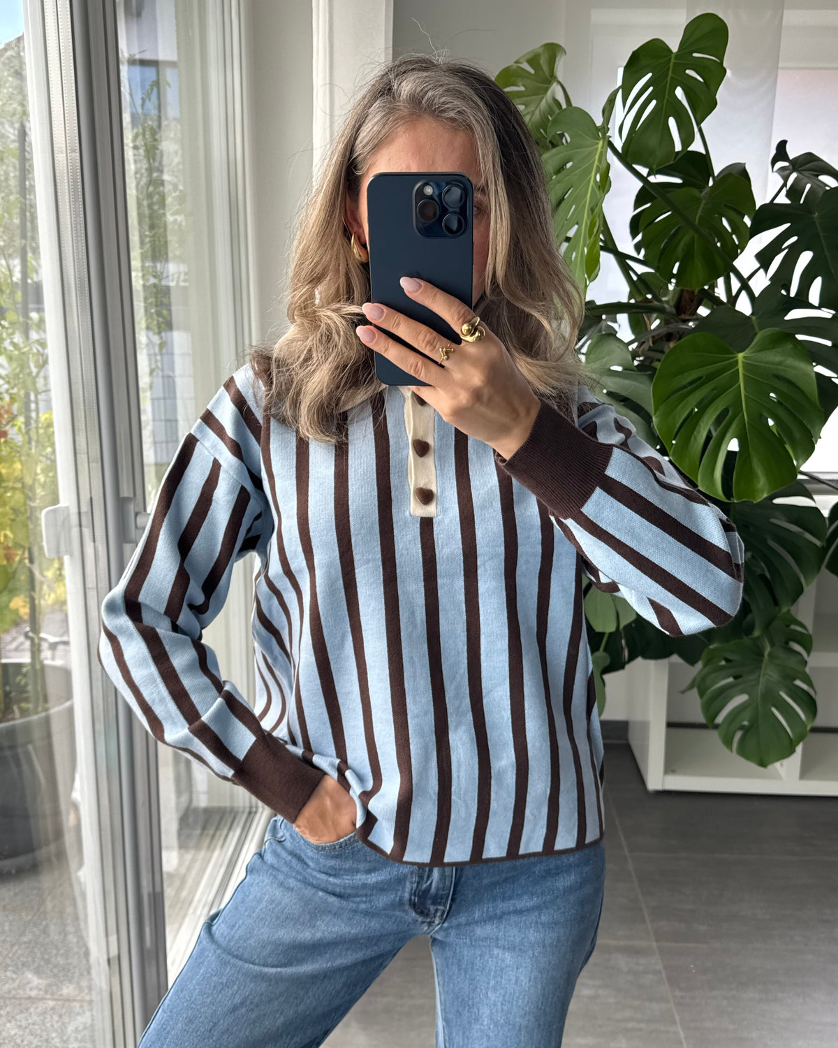 Strick-Polo Amélie Blau