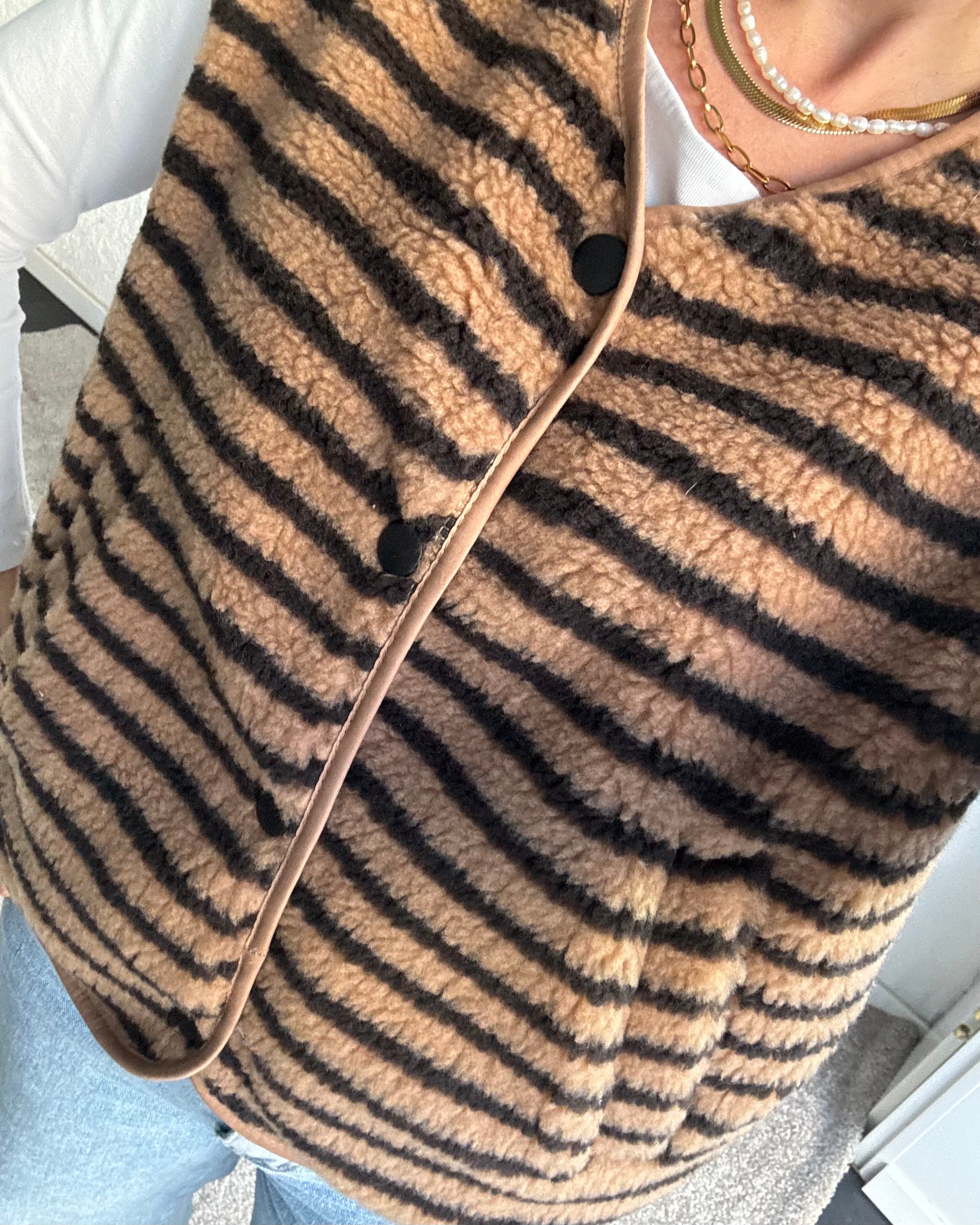 Teddyweste Stripes Braun