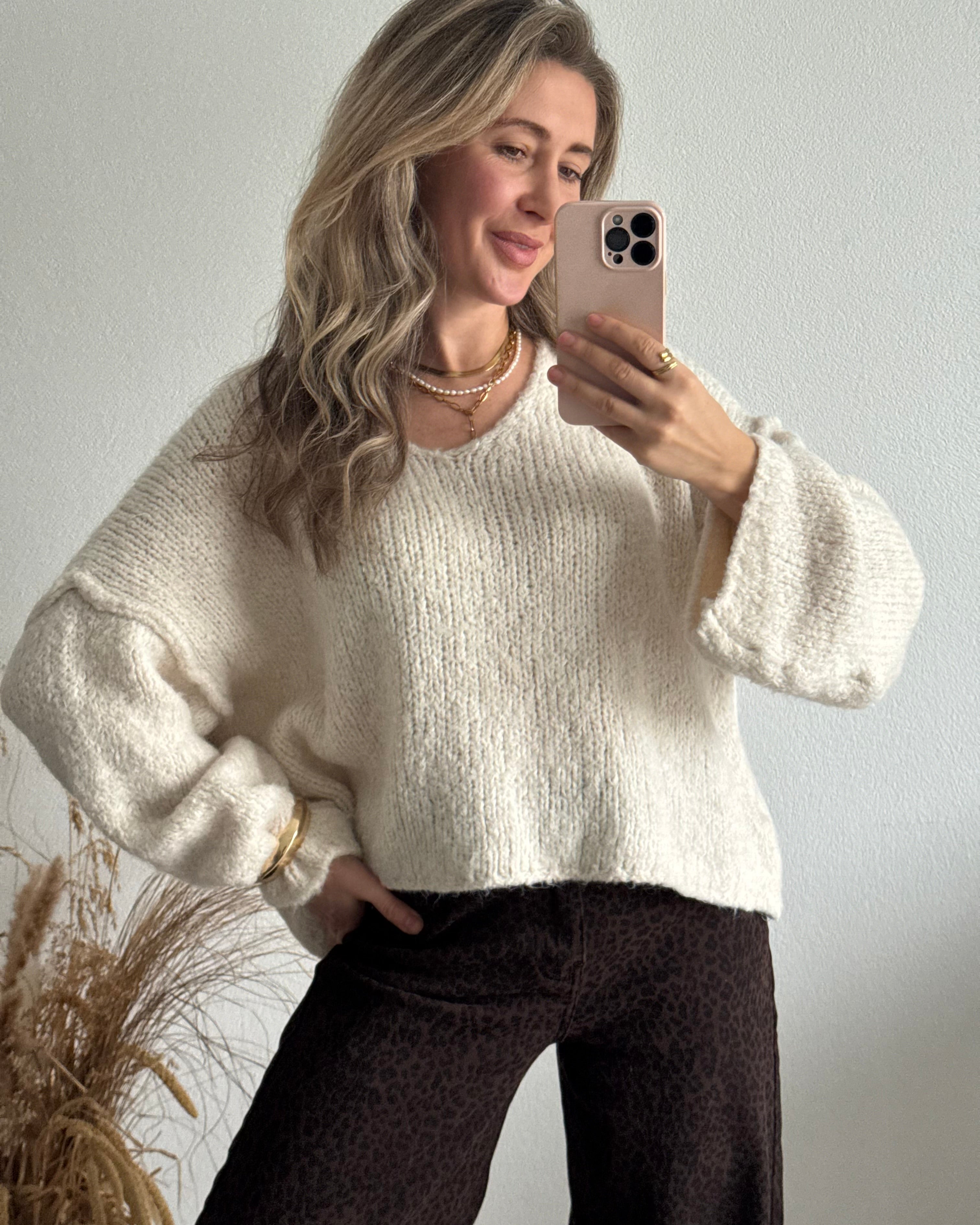 Strickpullover Fluffy Creme