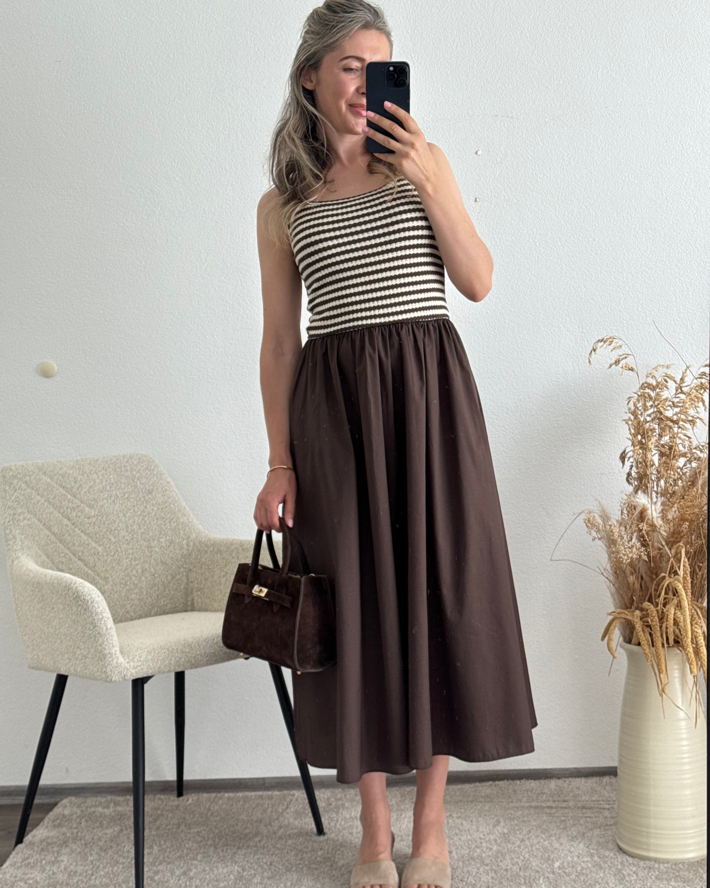 Midi Kleid Mocha Stripe