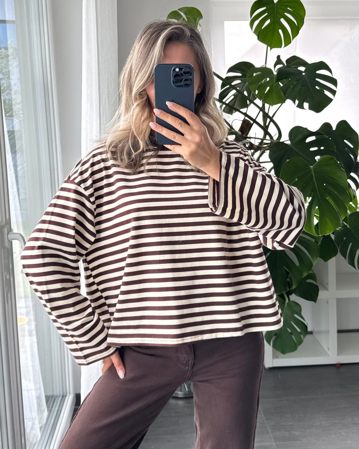 Oversize Stripe Shirt Choco