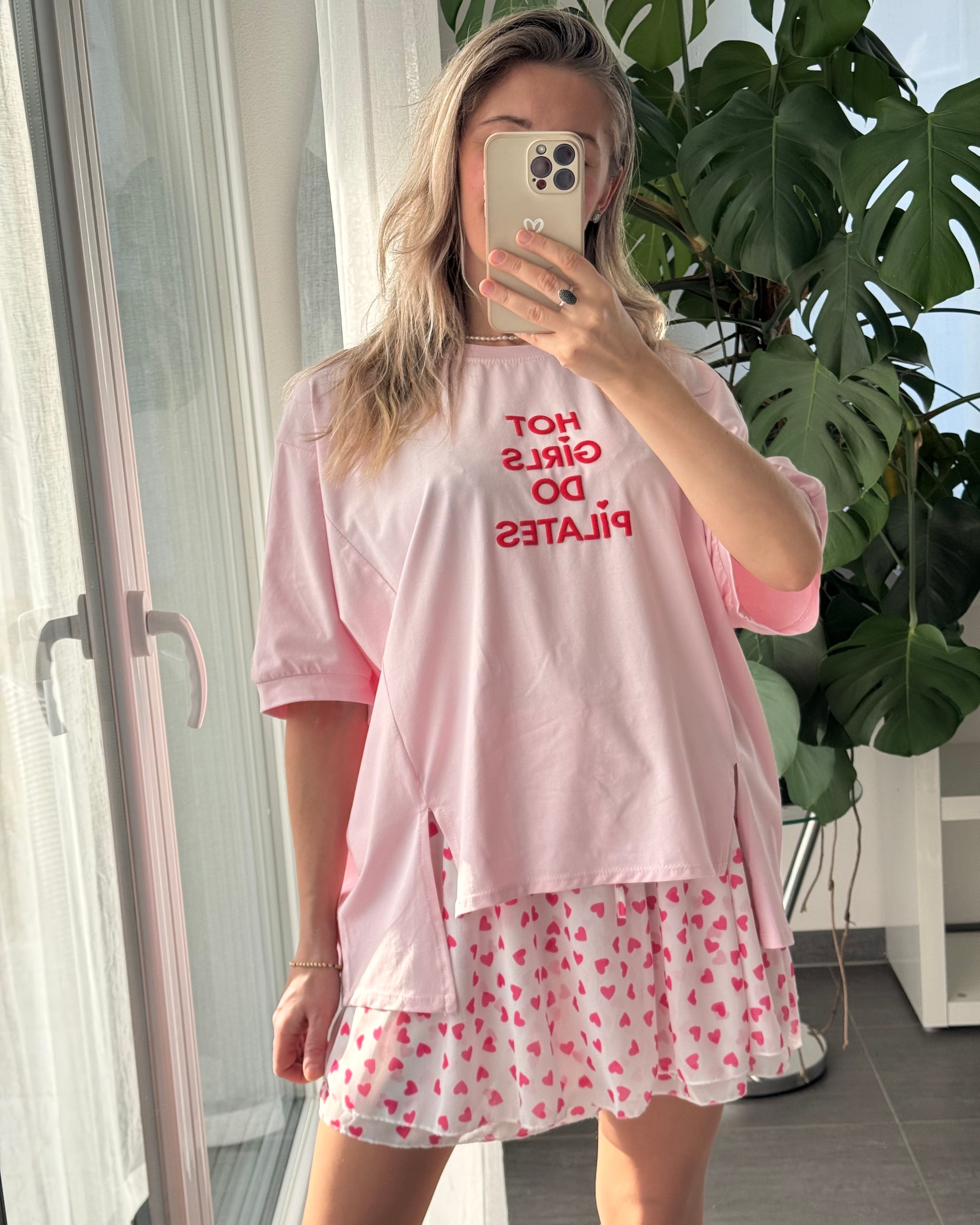 Oversize T-Shirt Hot Girls do pilates rosa