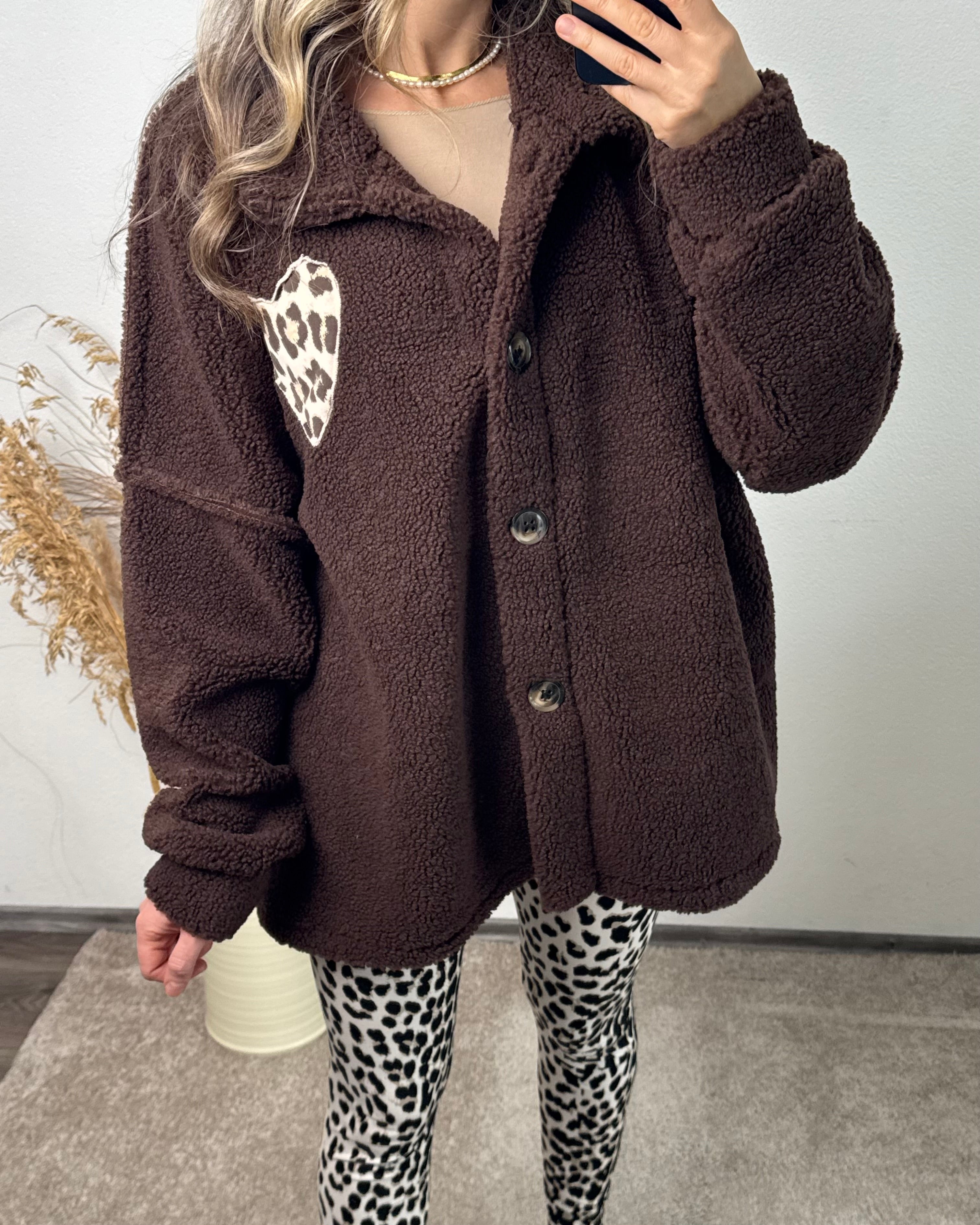 Teddyjacke Leo Herz Braun