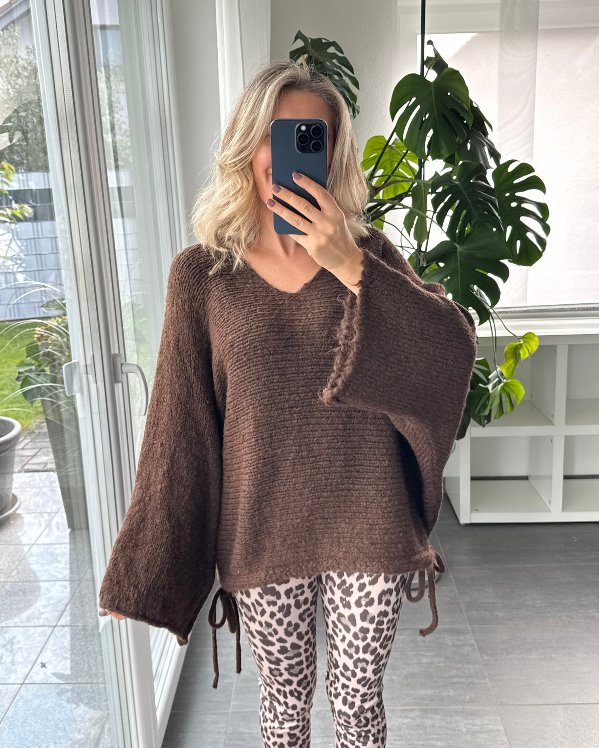 Strickpullover Cozy Tie Braun