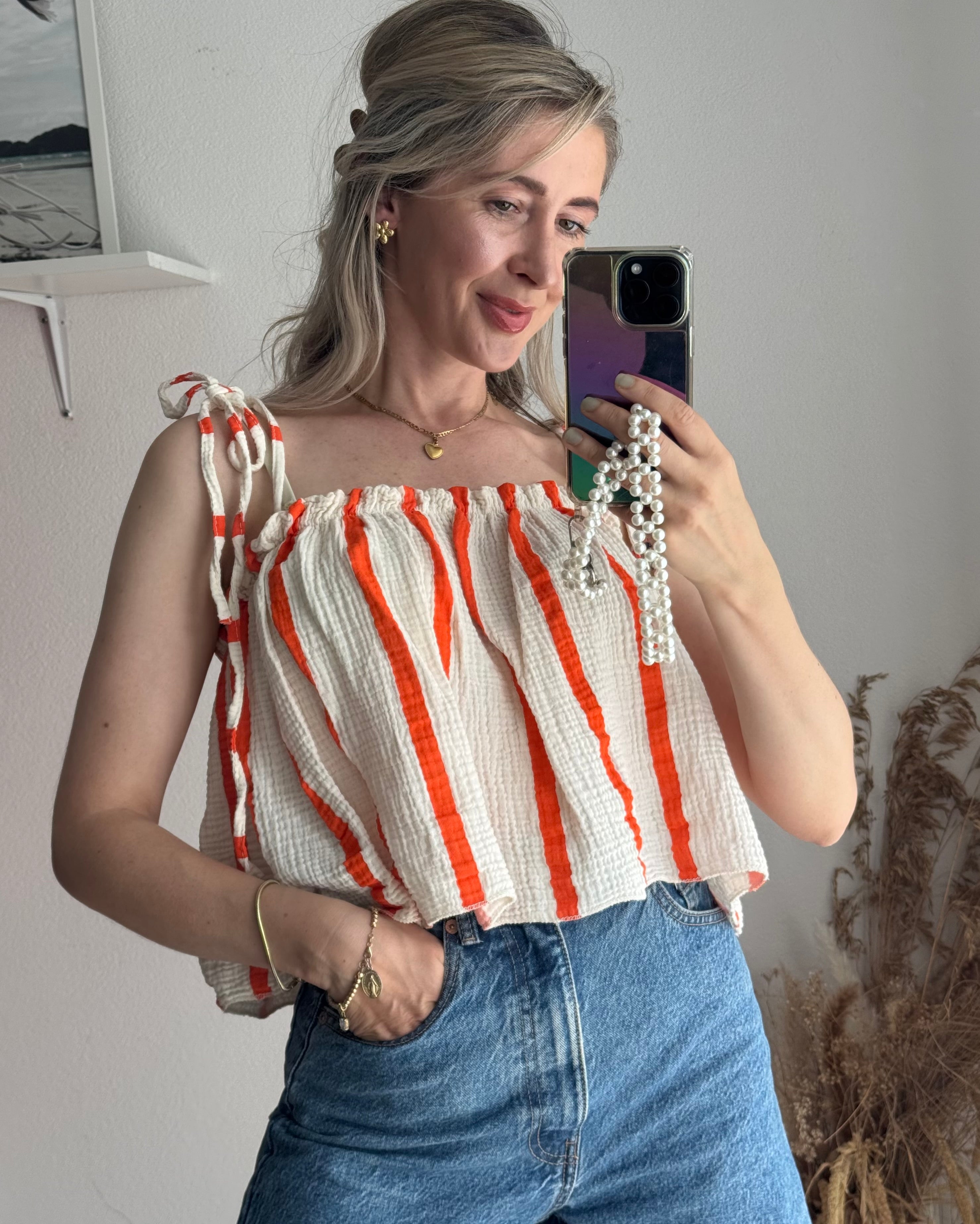 Musselin Top gestreift