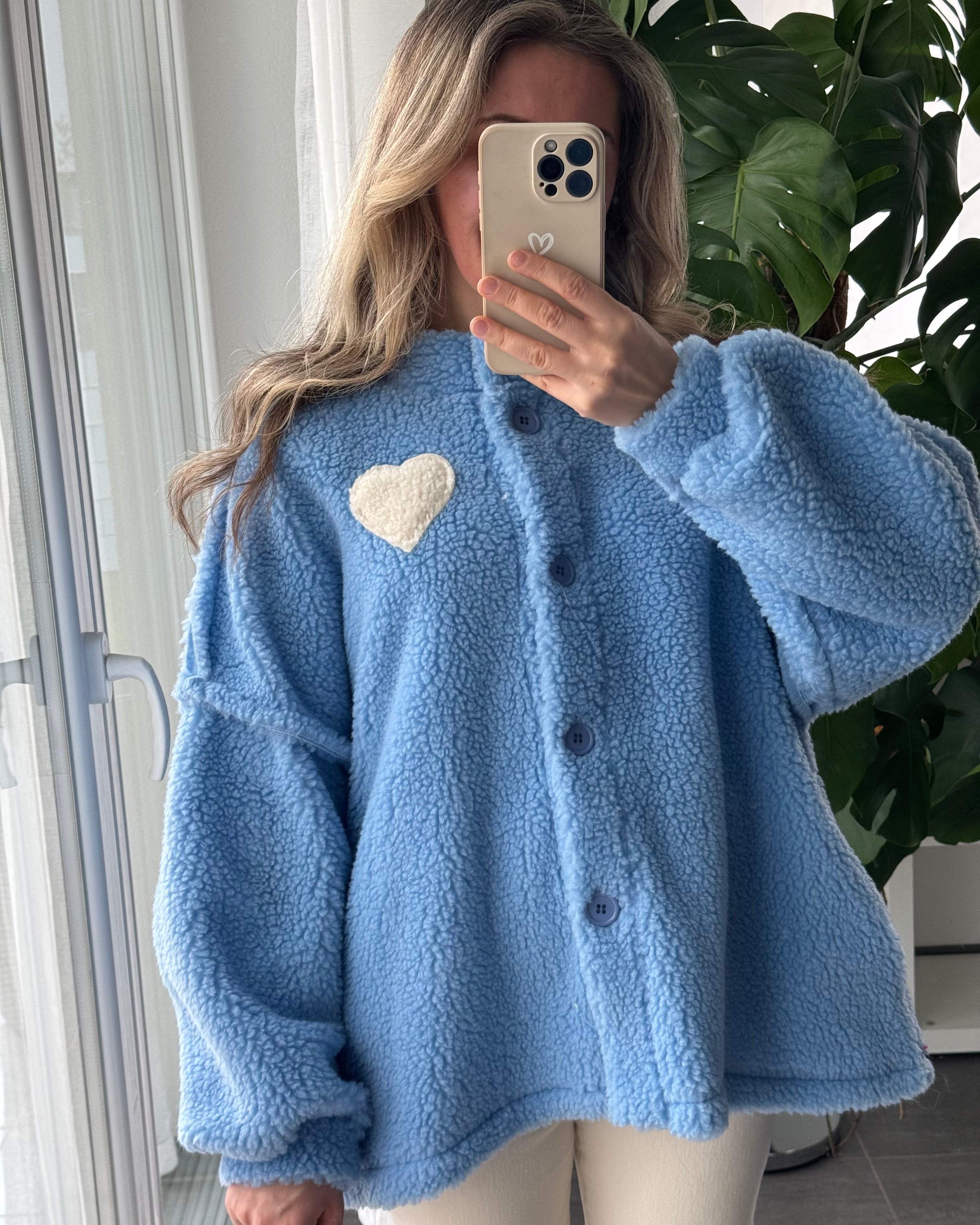 Teddyjacke Herz Blau