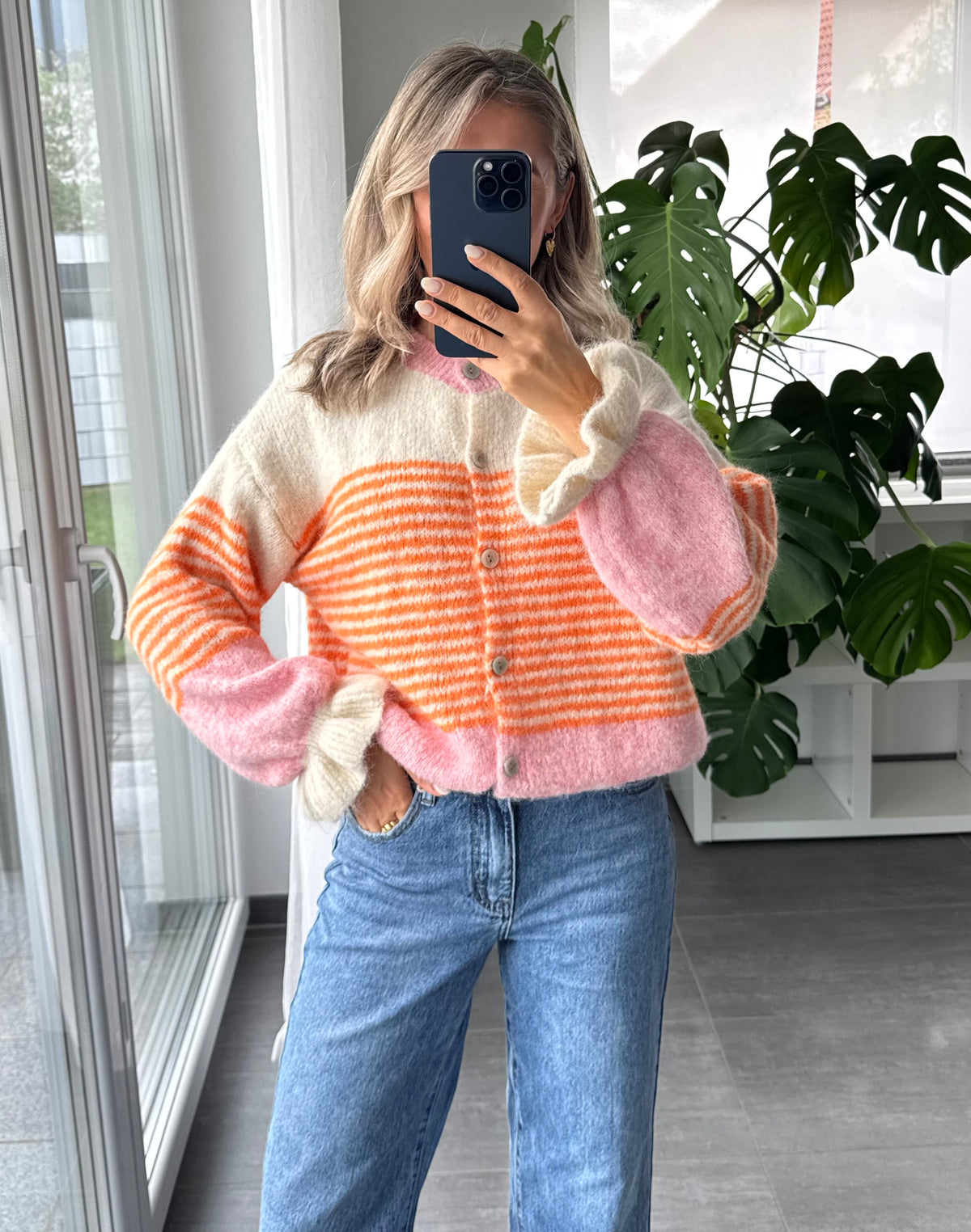 Cardigan Rüschentraum rosa orange