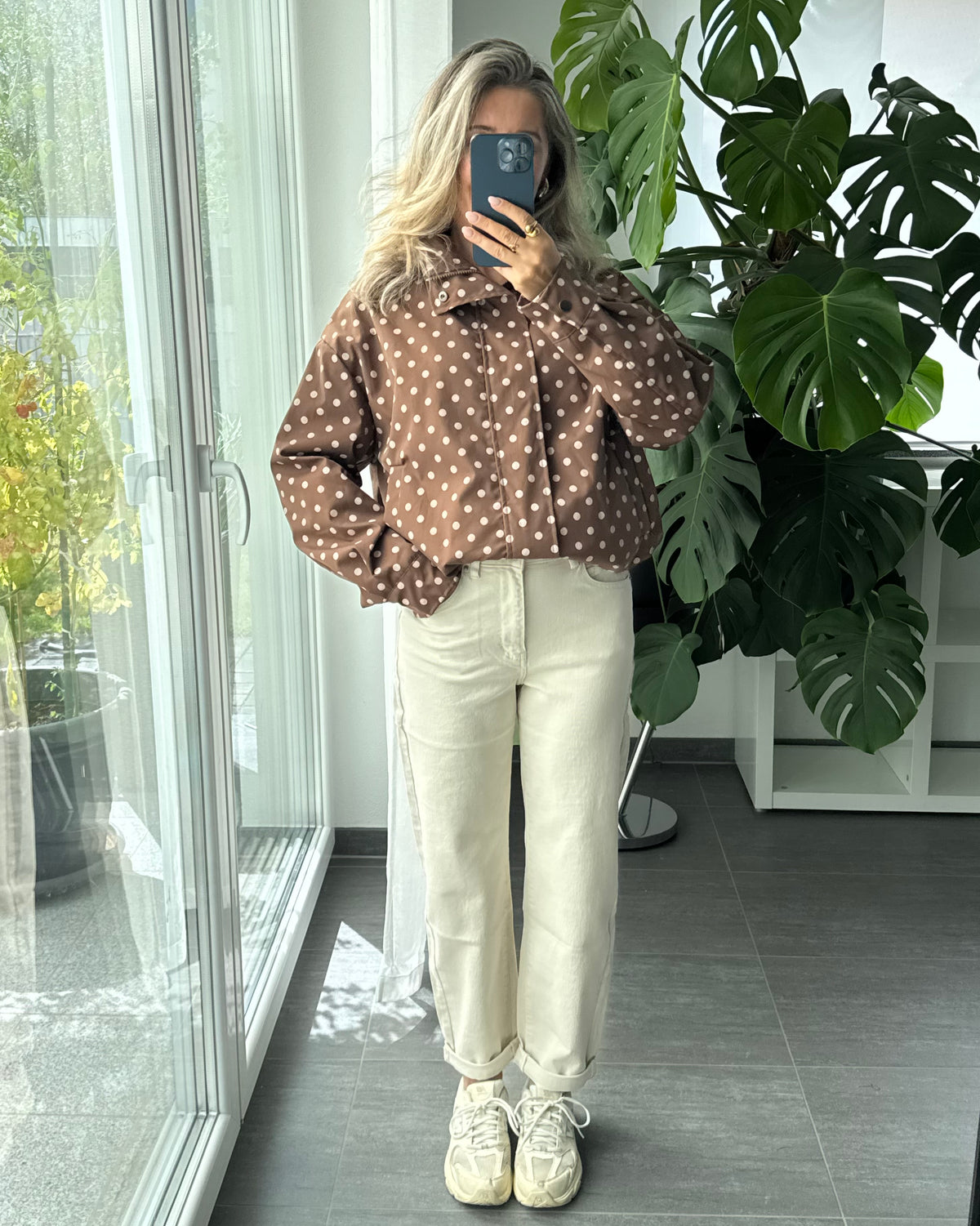 Bomberjacke Polka Dots Braun