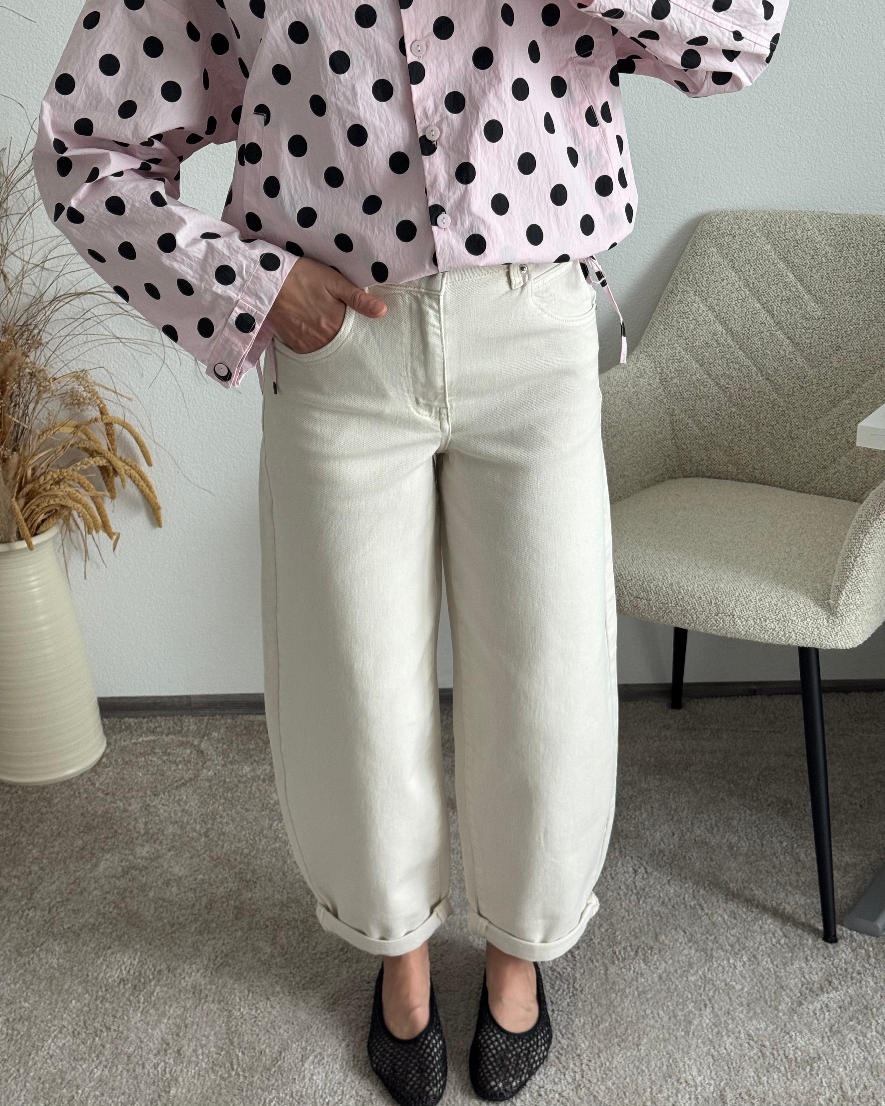 Stretch Balloon Jeans Beige