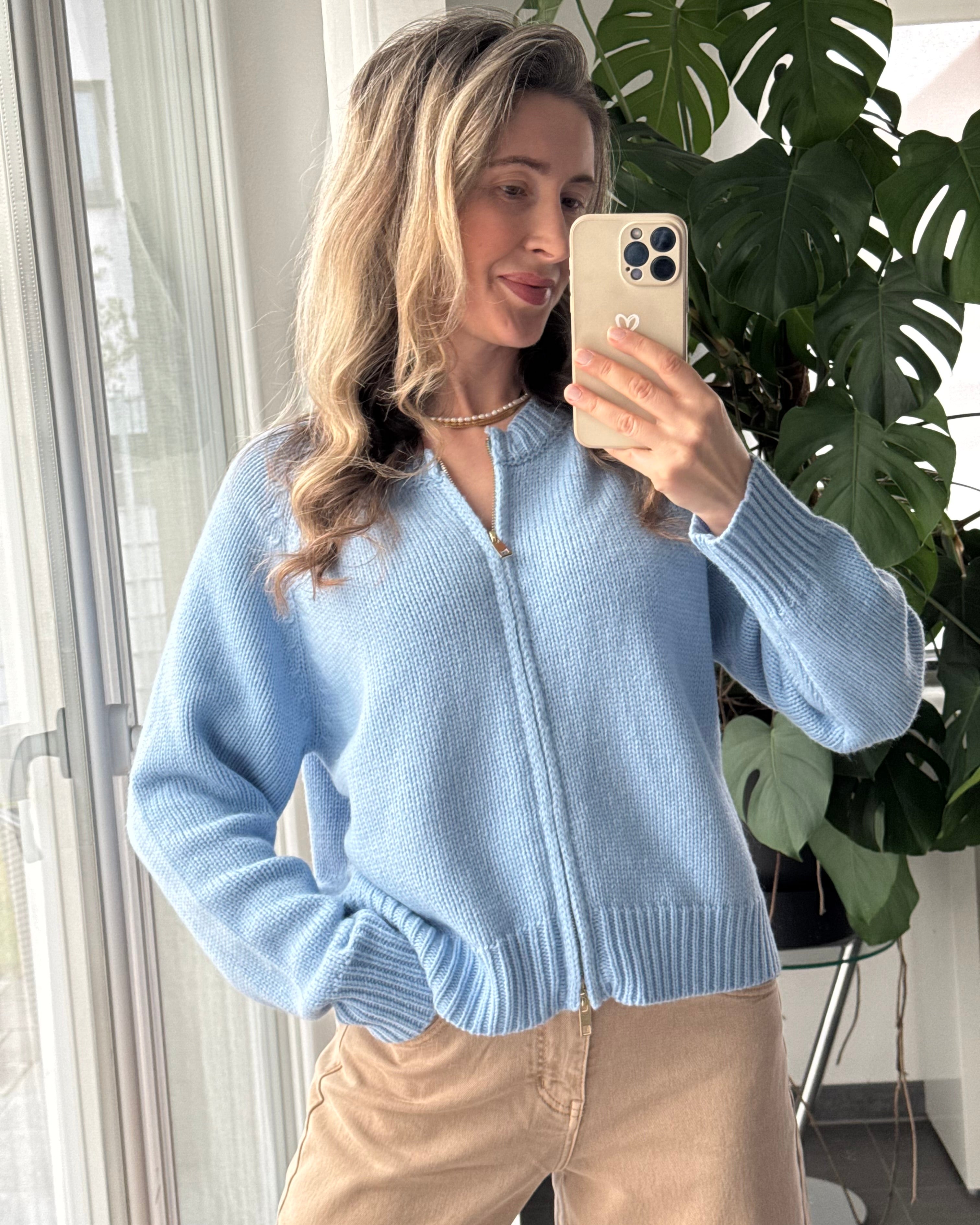 Zip Cardigan Blau