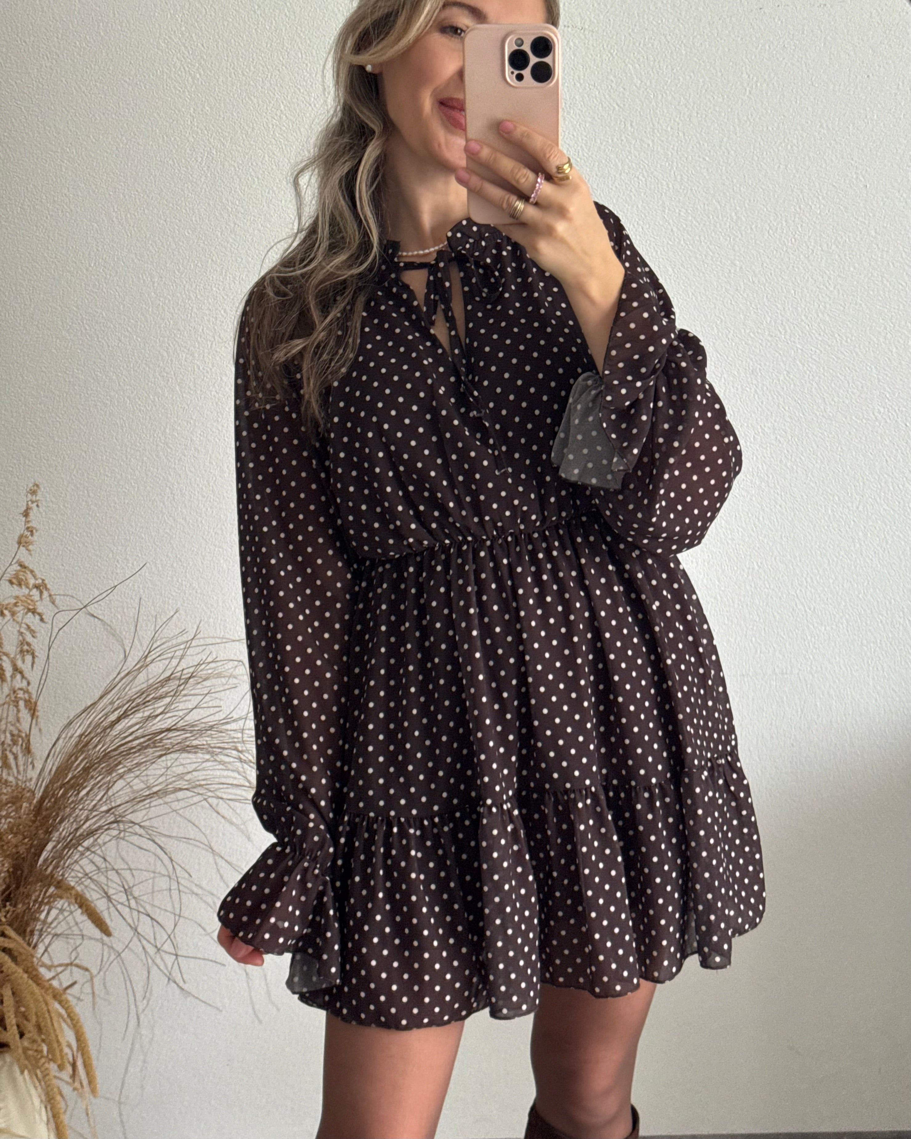 Kleid Polka Dot Braun