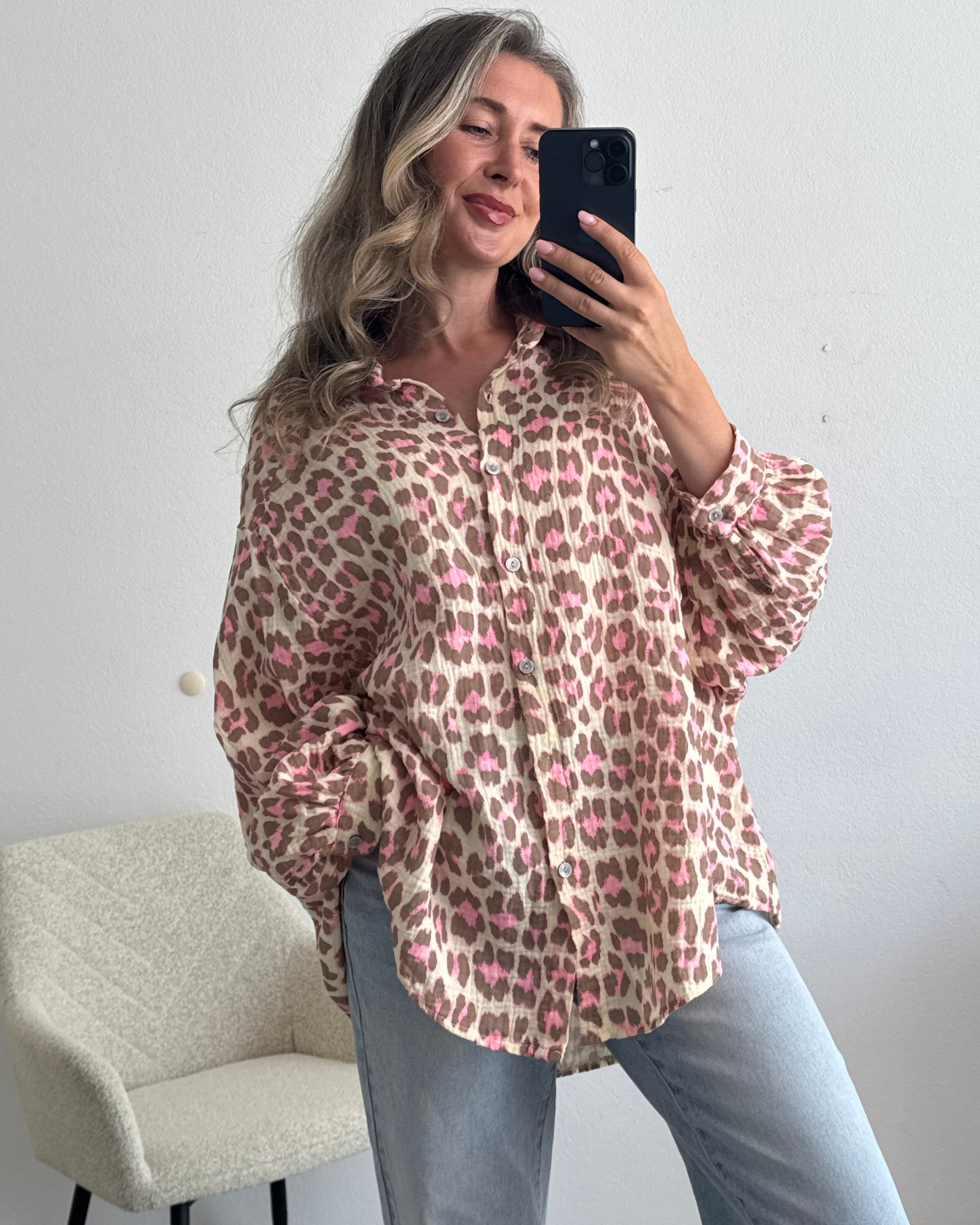 Musselinbluse Leo Rosa
