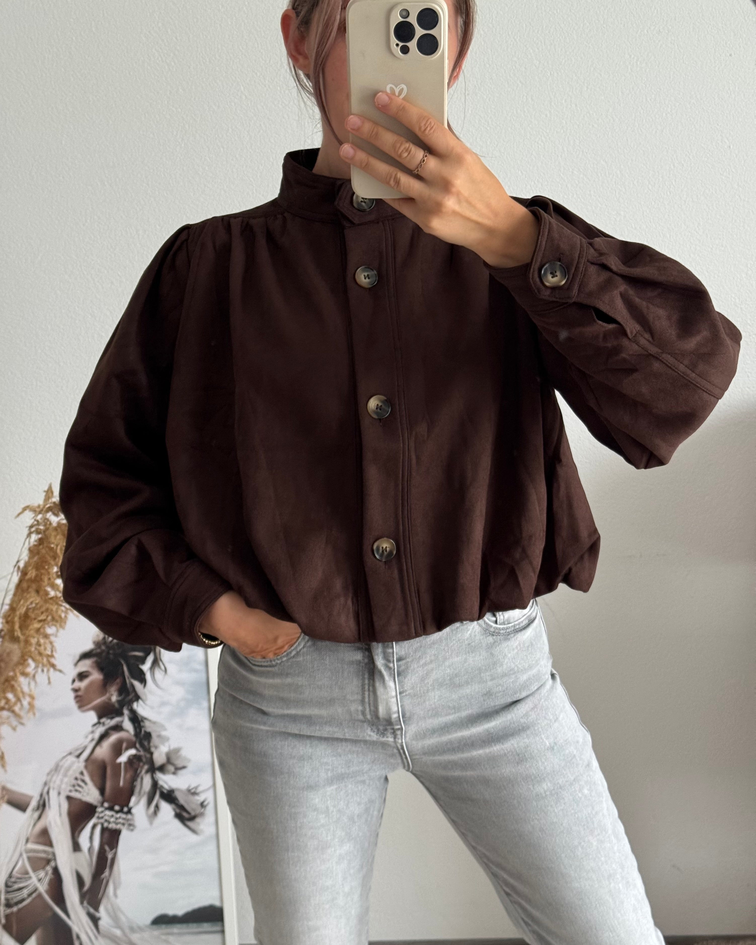 Wildleder Bomberjacke Schockobraun