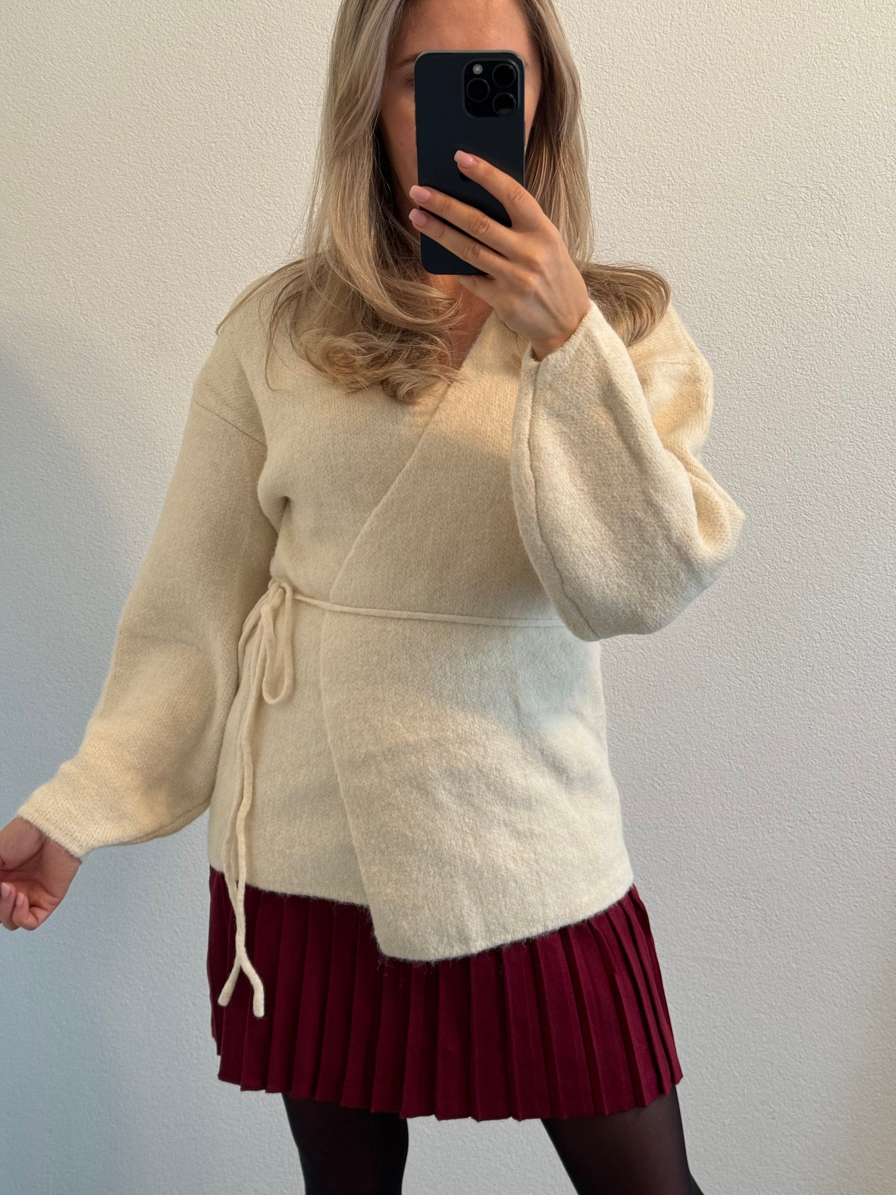 Strickrock Plissee Bordeauxrot