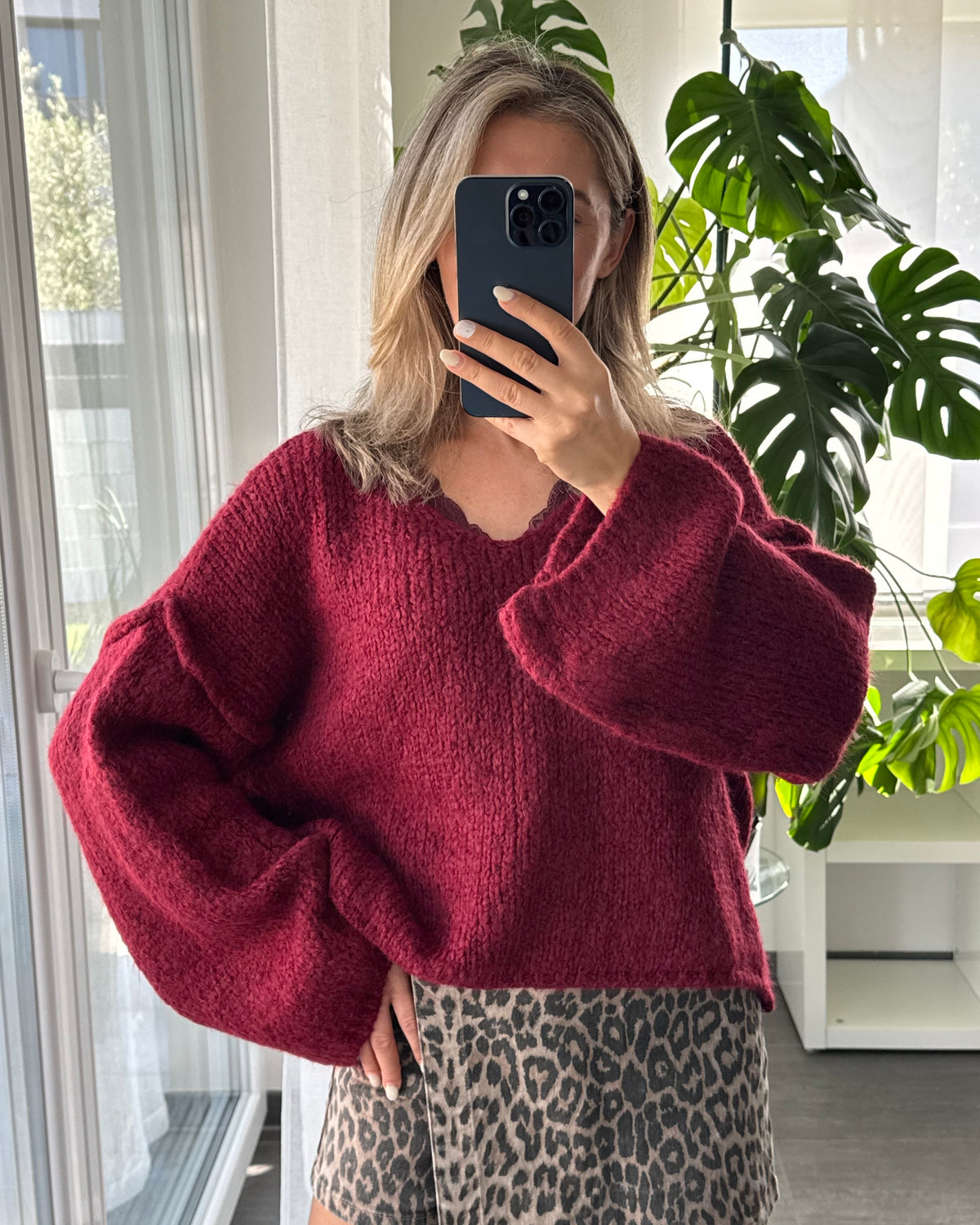 Strickpullover Fluffy Bordeaux