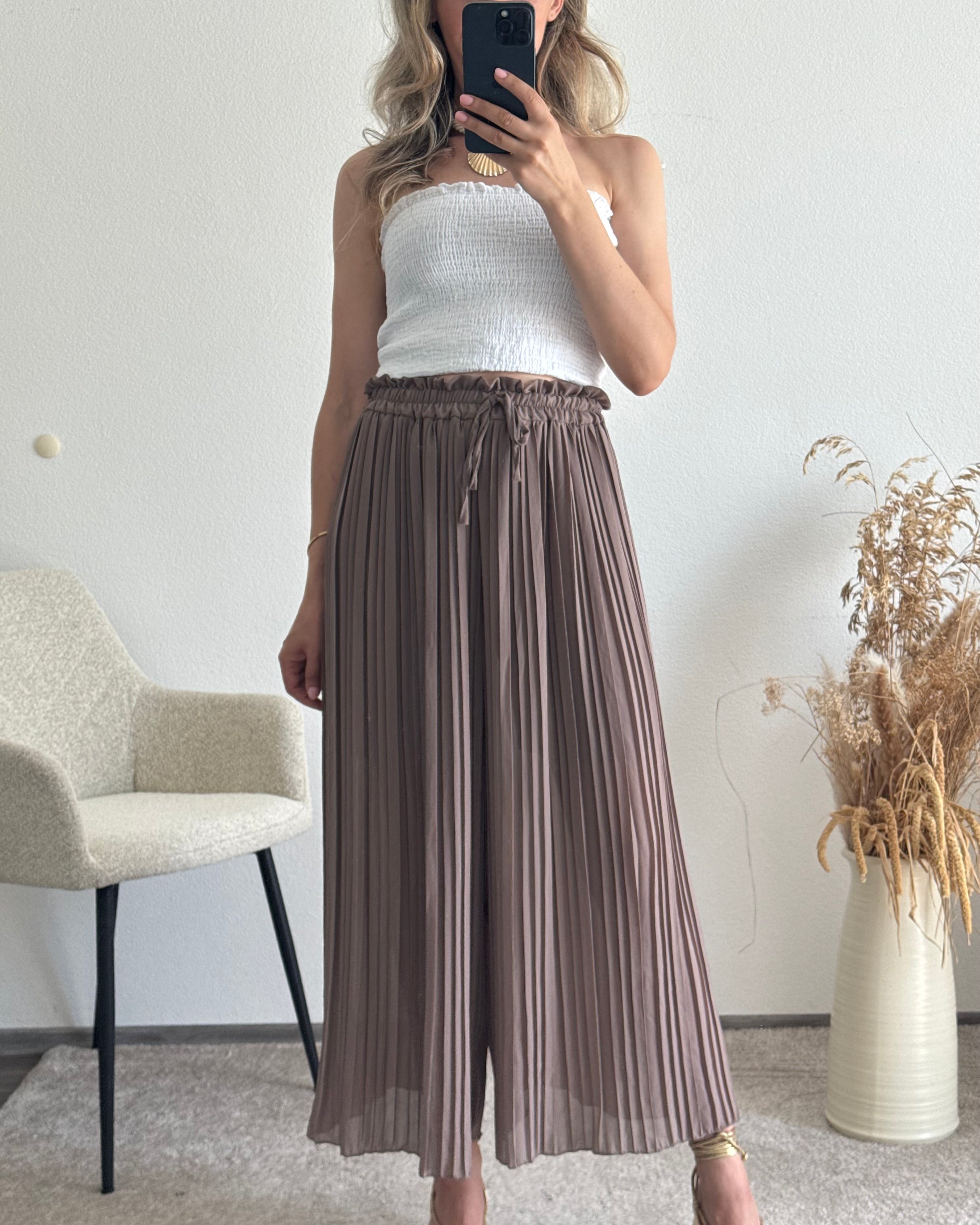 Plisseehose Taupe