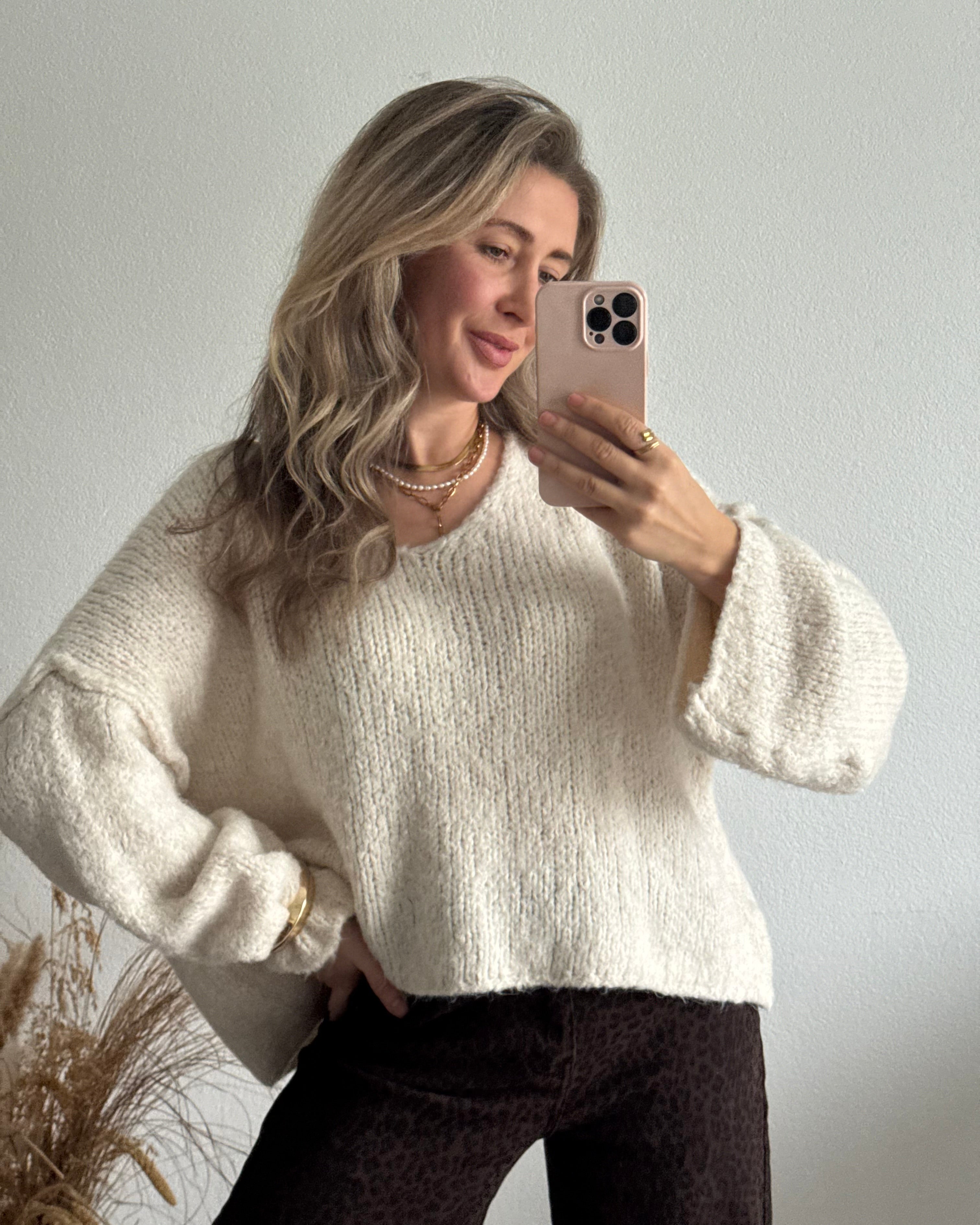 Strickpullover Fluffy Creme