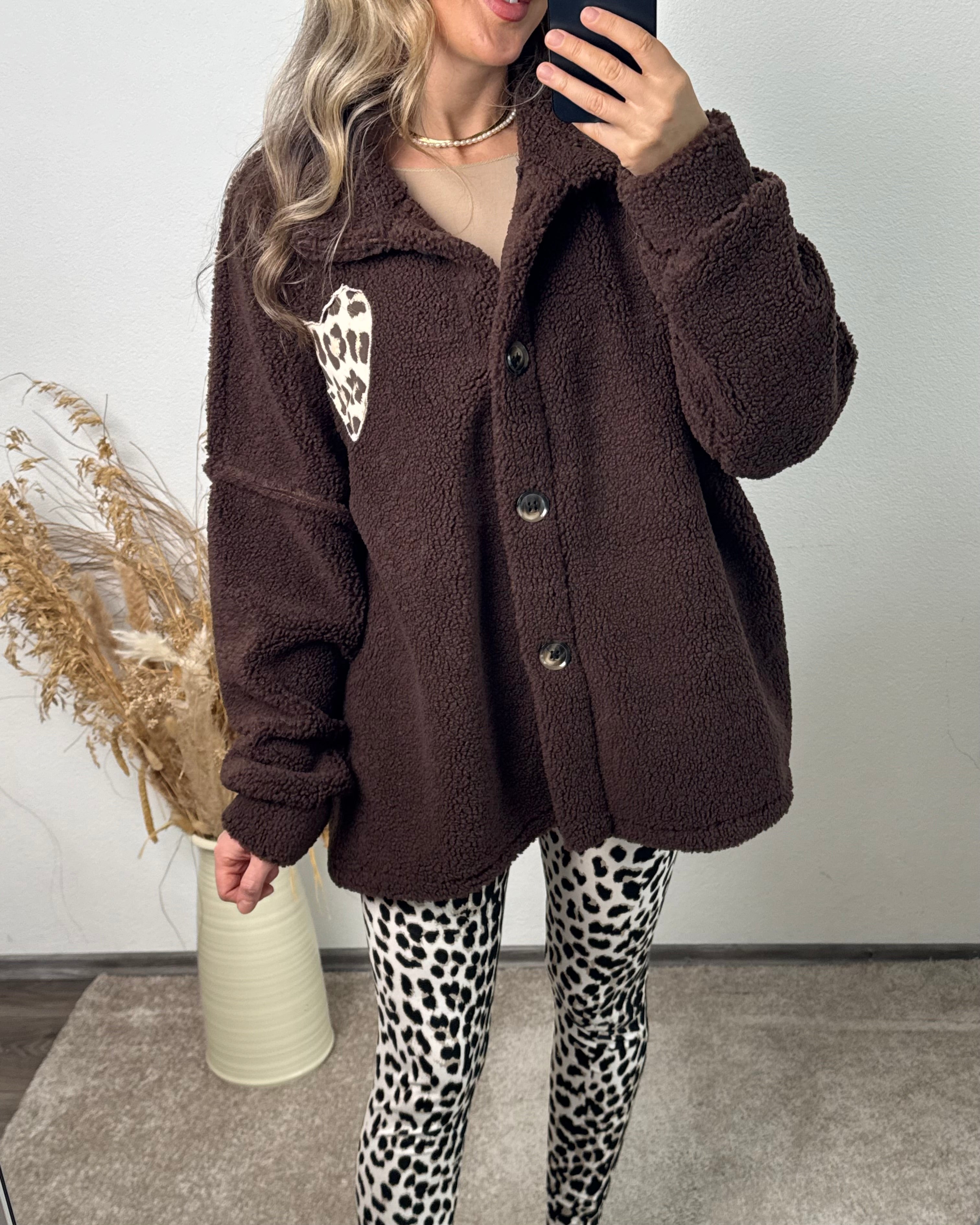 Teddyjacke Leo Herz Braun