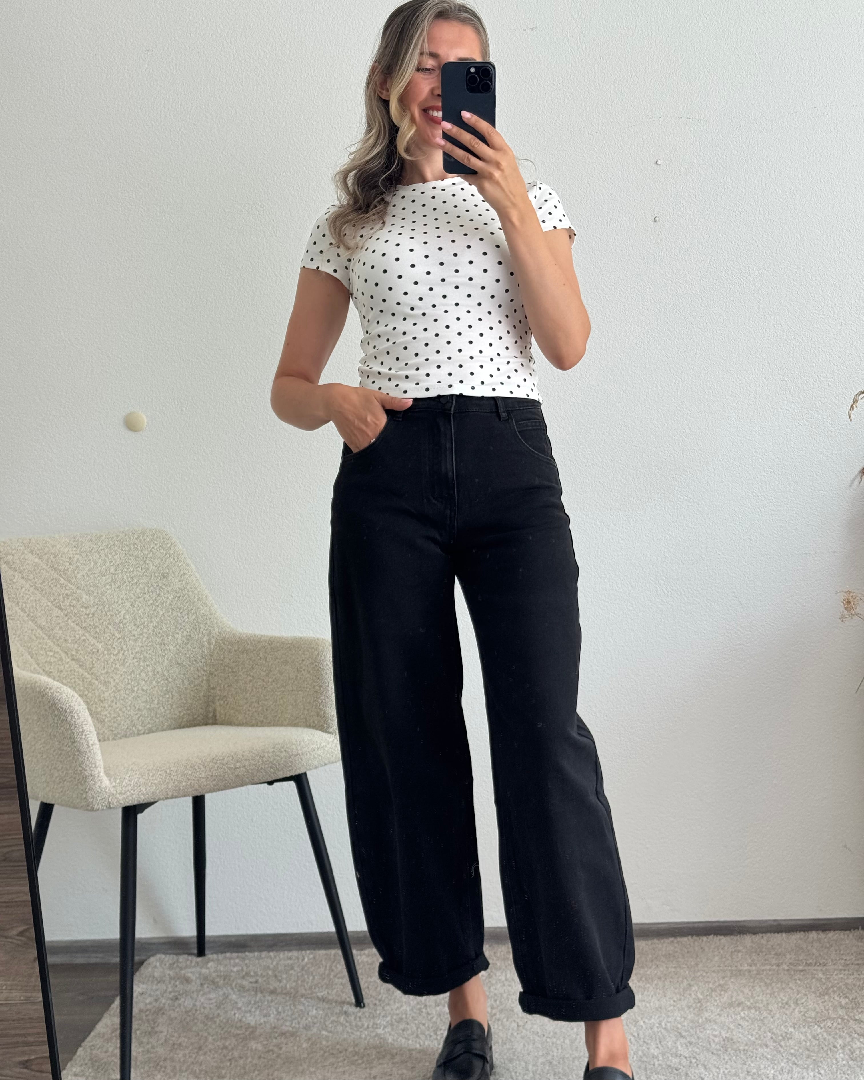 Stretch Ballon Jeans Schwarz