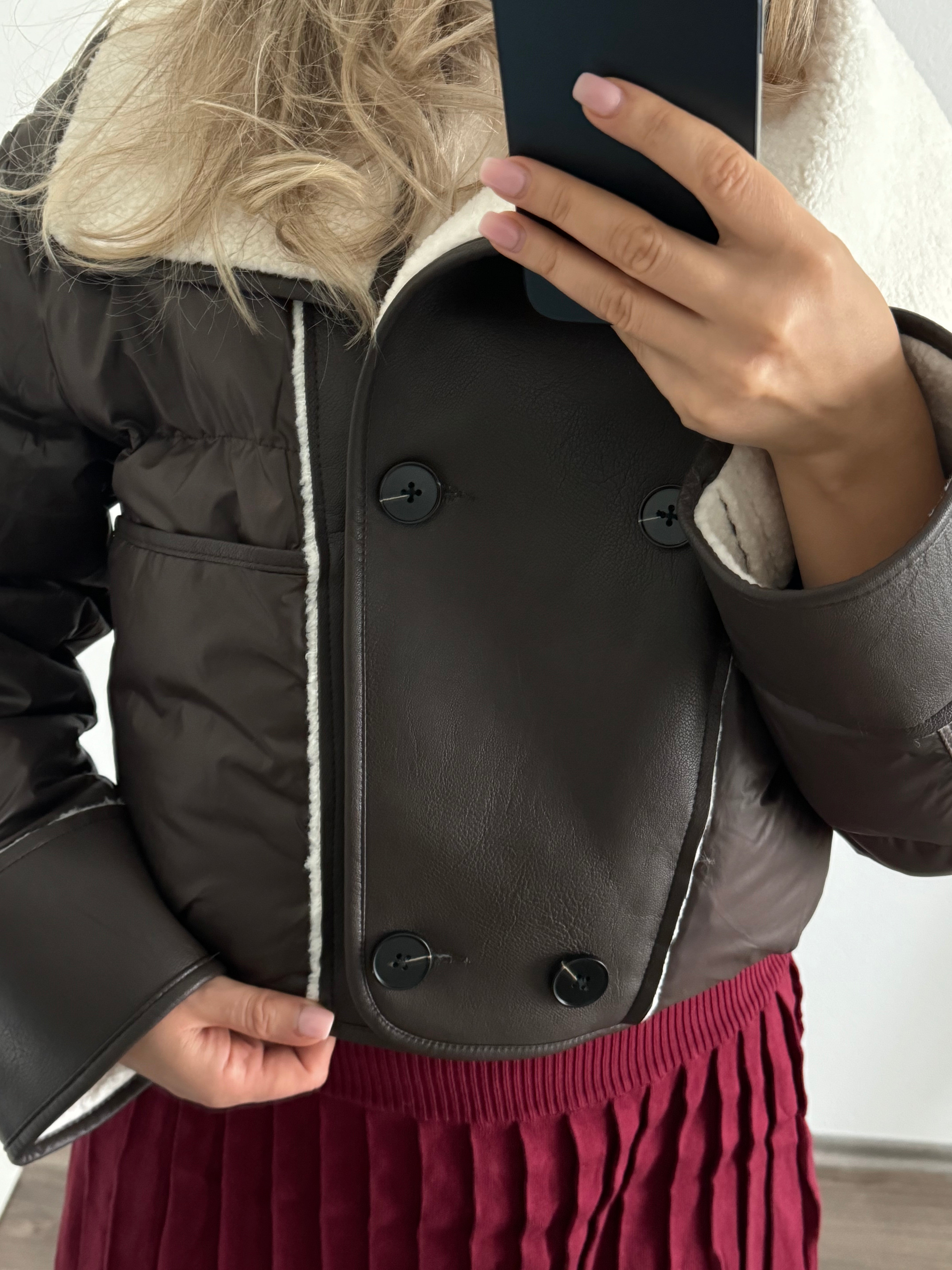 Jacke Material Collage braun