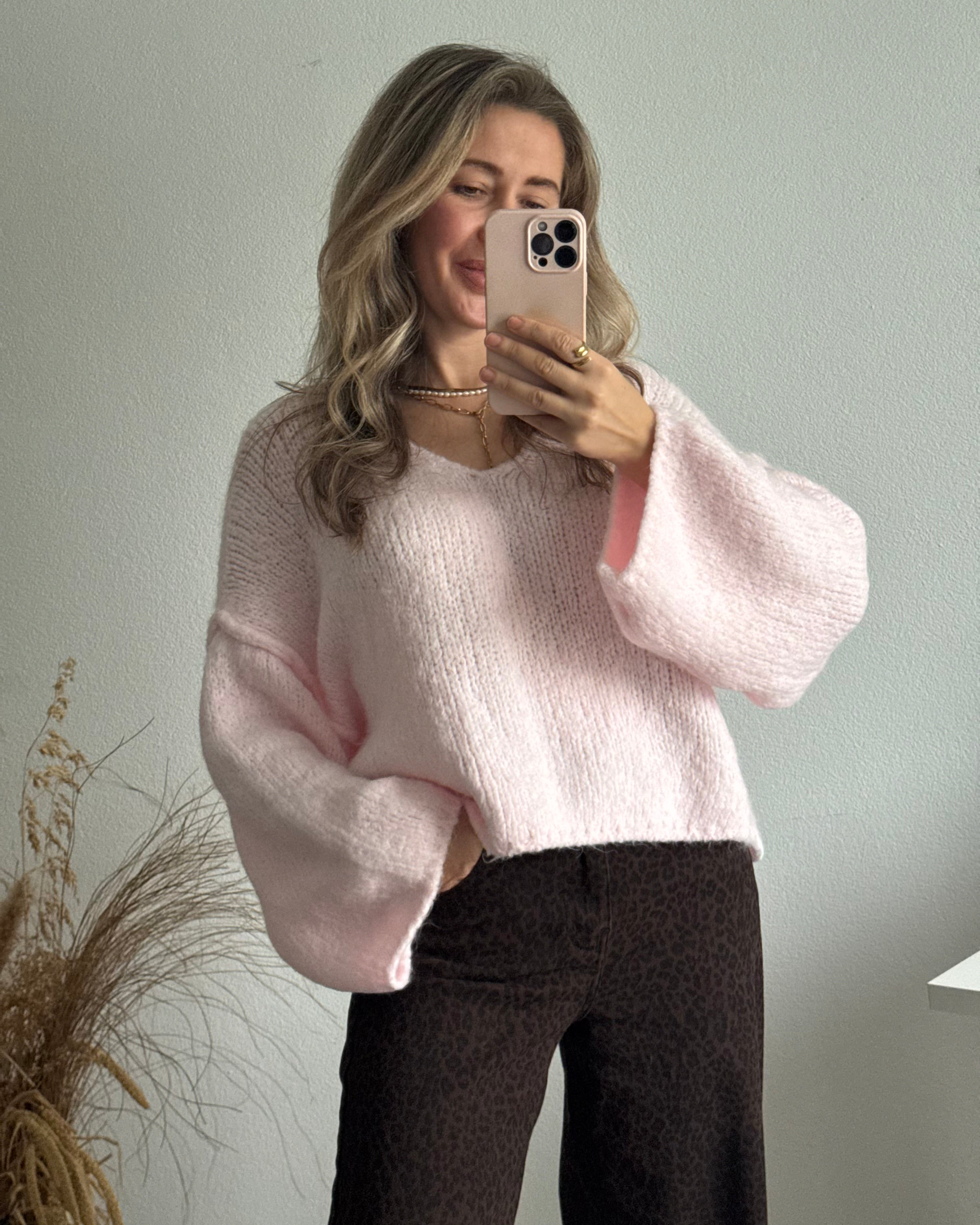 Strickpullover Fluffy Zartes Rosa