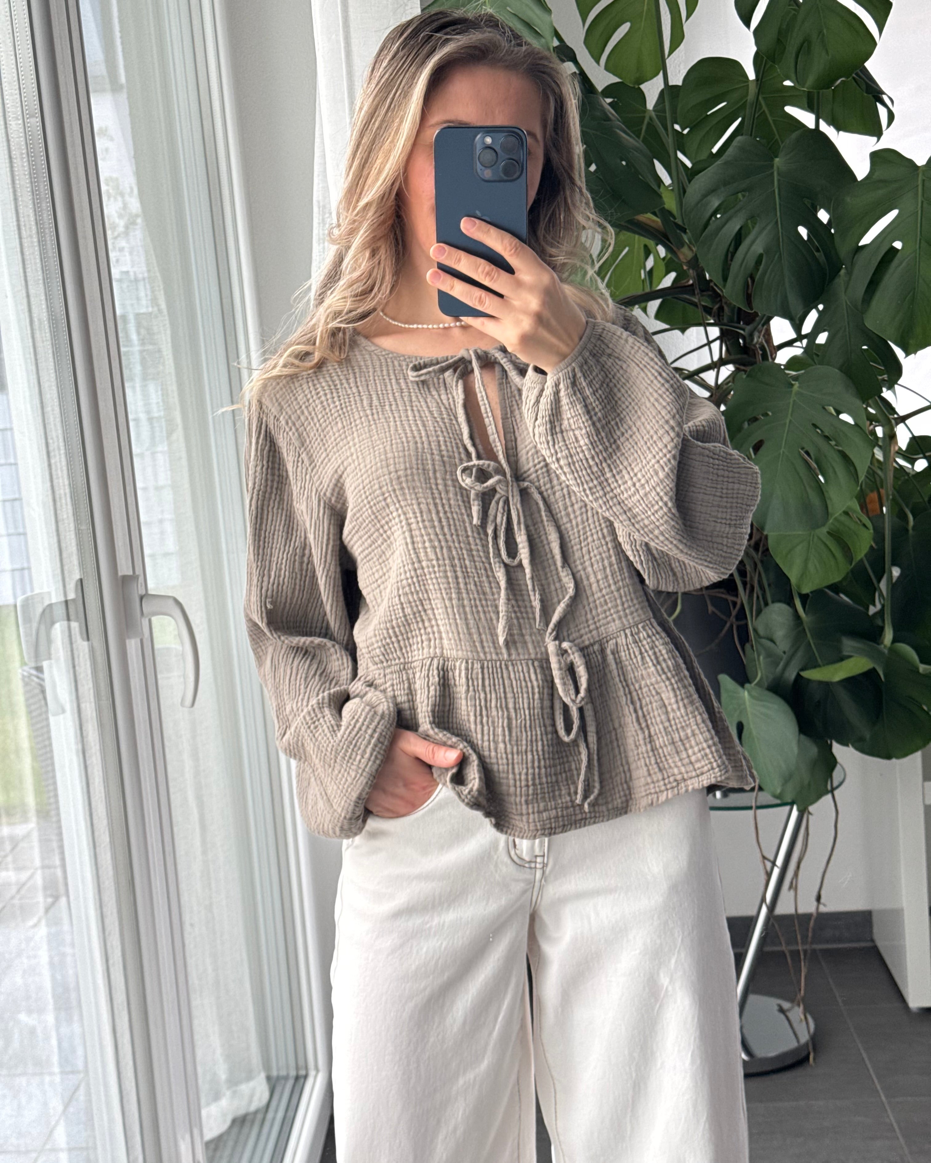 Musselinbluse Melly taupe