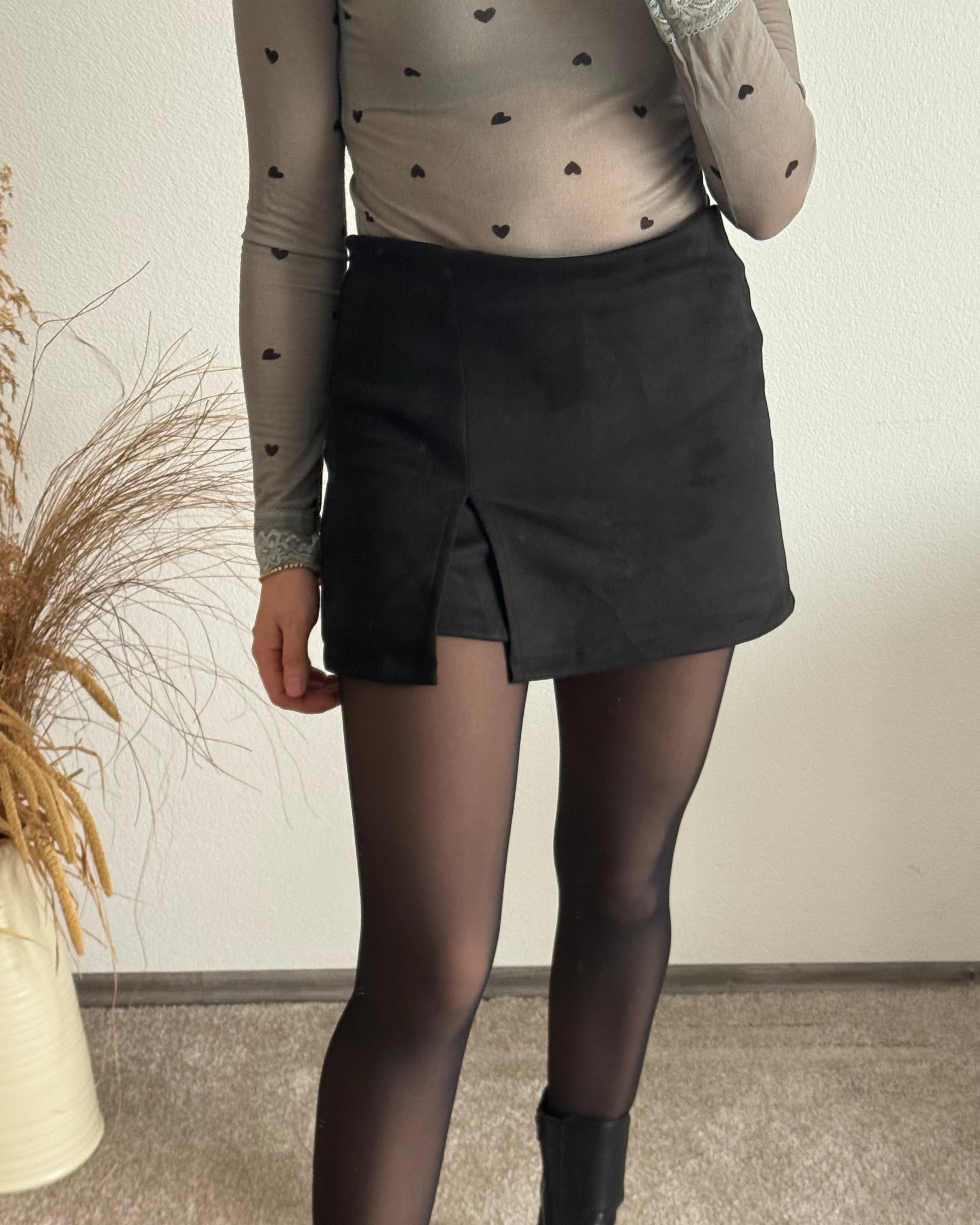 Hosenrock Wildlederoptik Schwarz