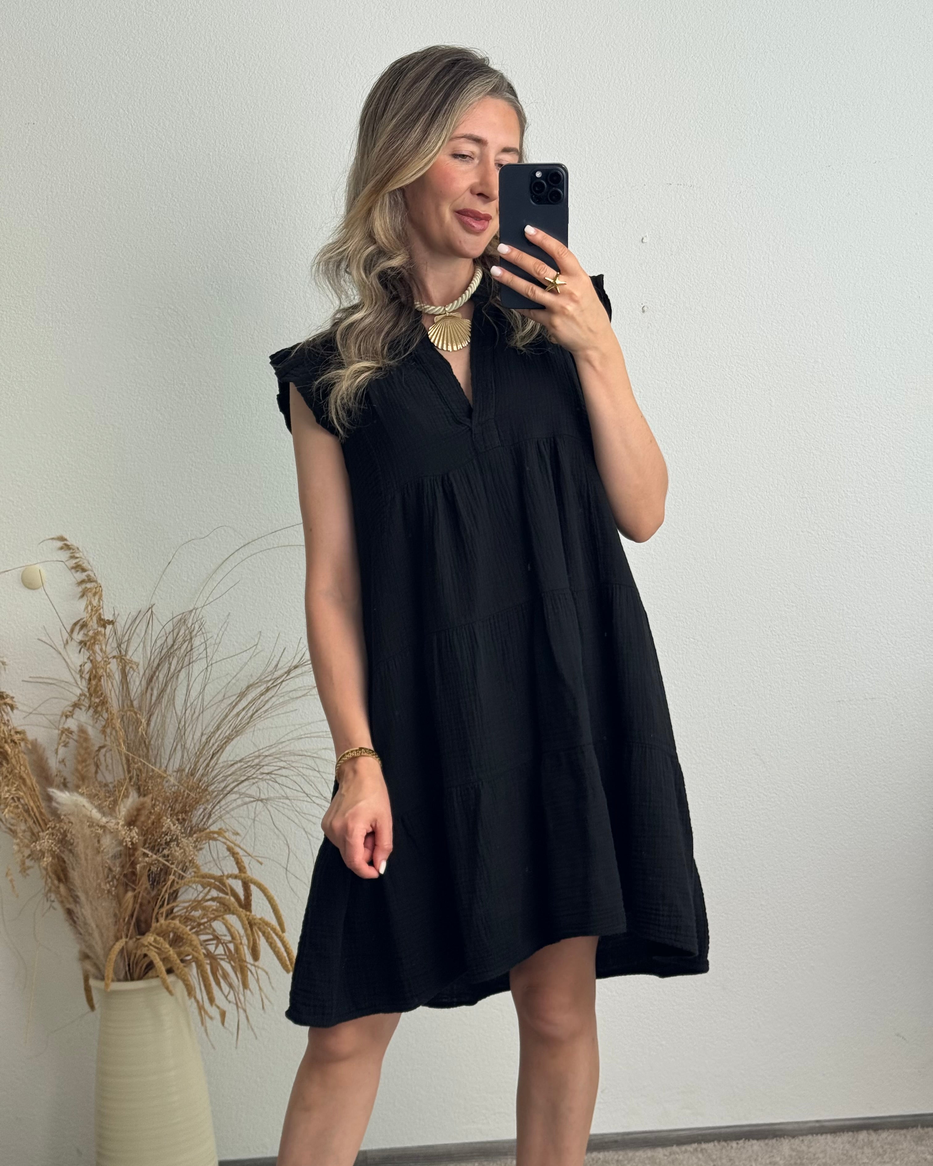 Musselinkleid Romy schwarz