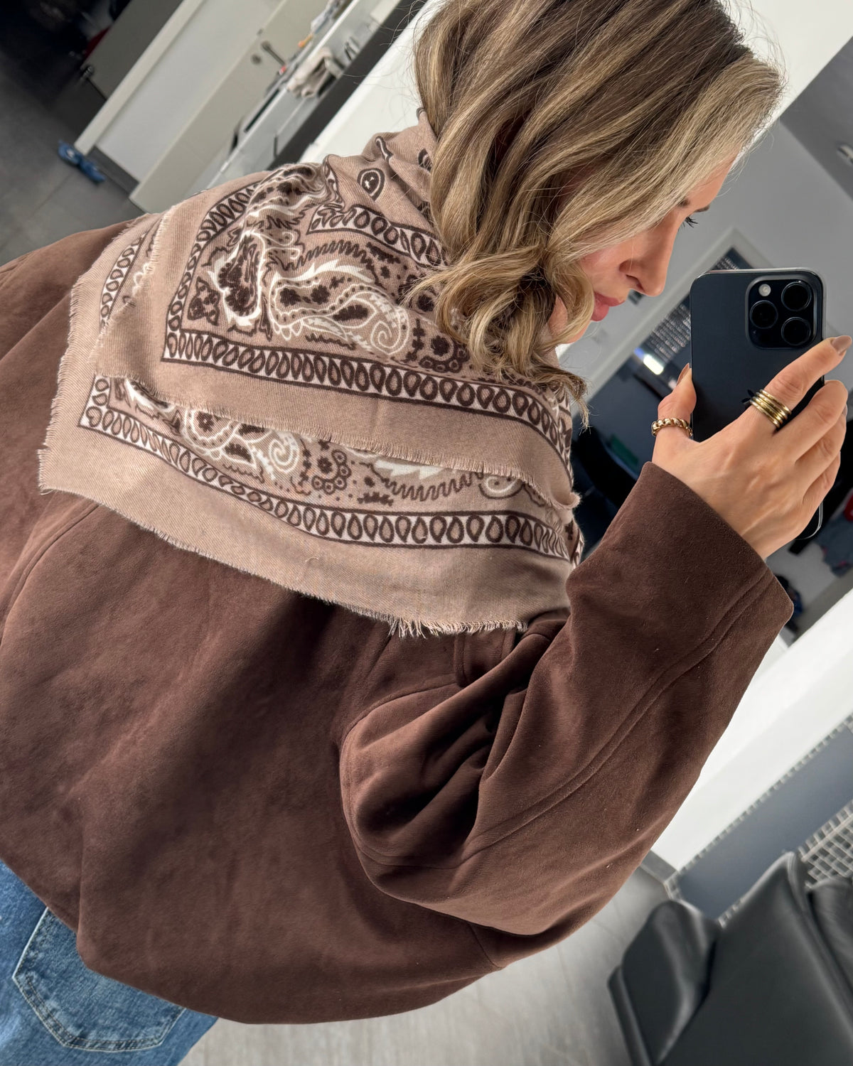 Schal Paisley Taupe Braun