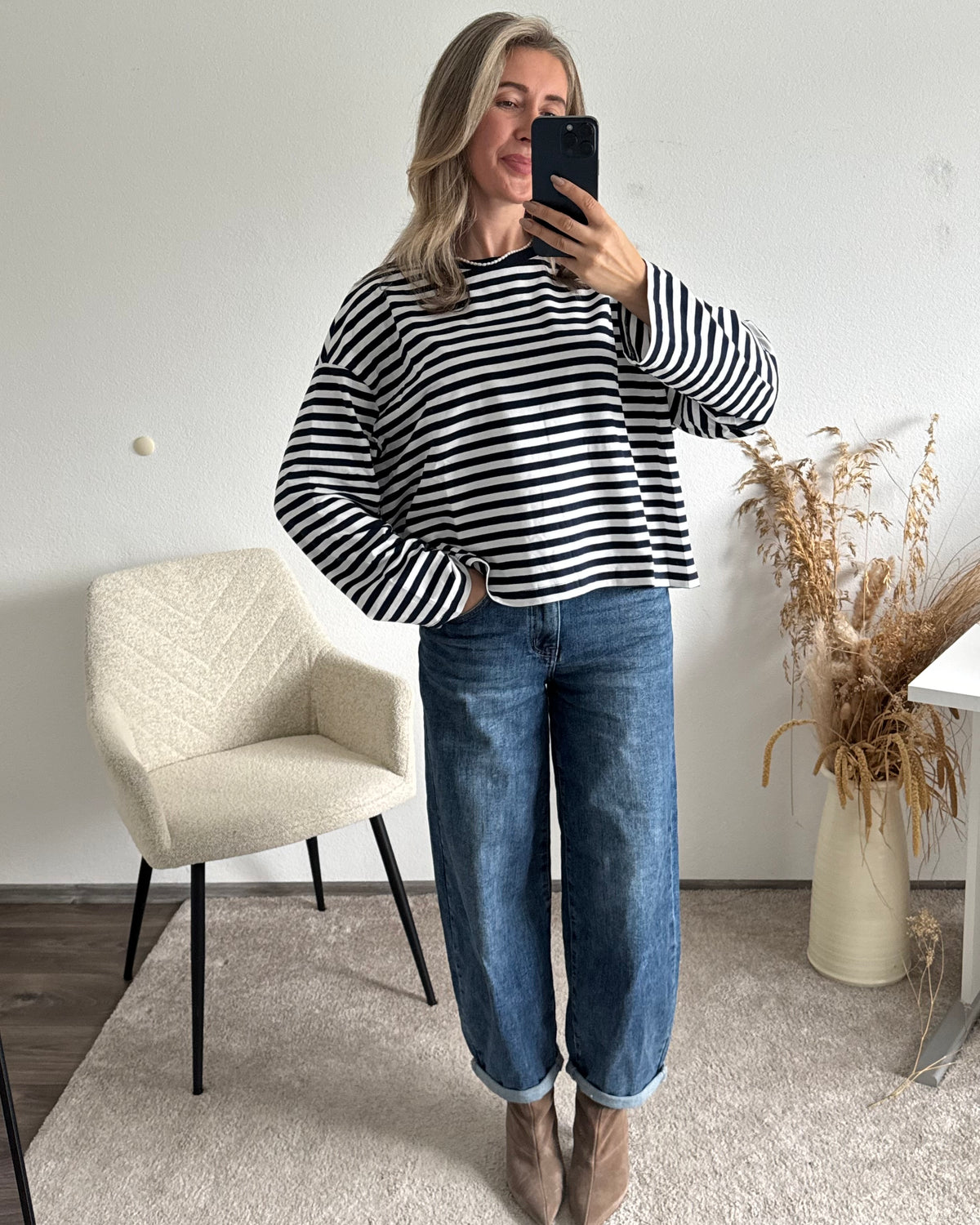 Oversize Stripe Shirt Blau