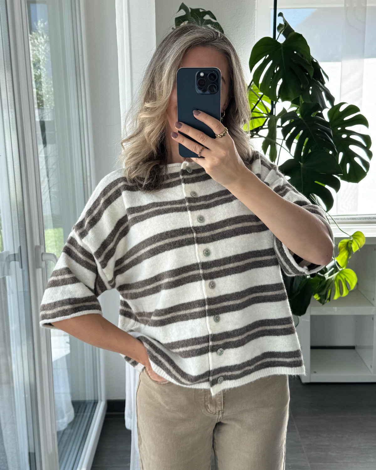 Cardigan Molly Stripes Taupe Creme