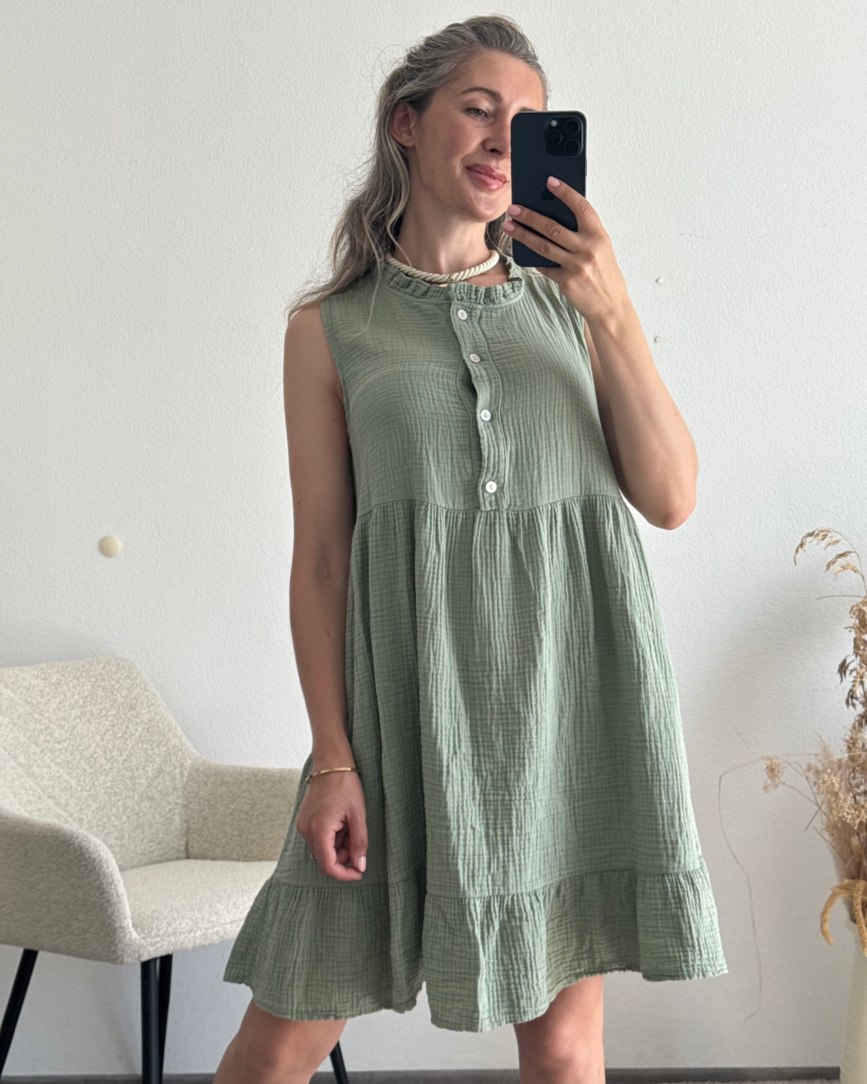 Musselinkleid Amari Khaki