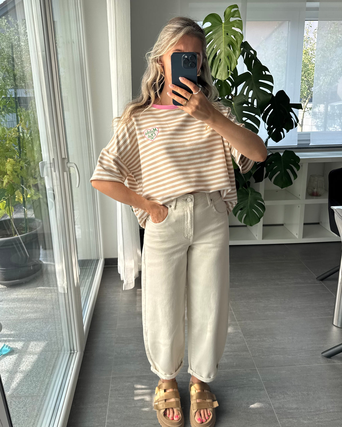 Stretch Balloon Jeans Beige