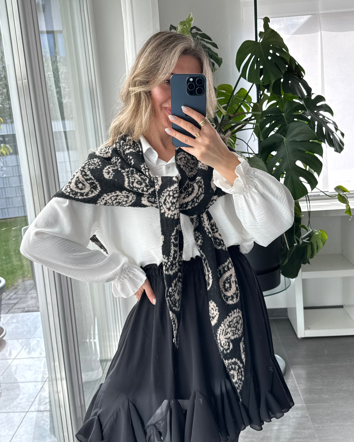 Dreieckstuch mit Paisley-Muster Schwarz