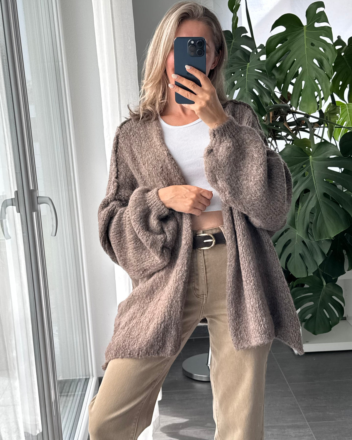 Offener Oversize Cardigan Lea Taupe