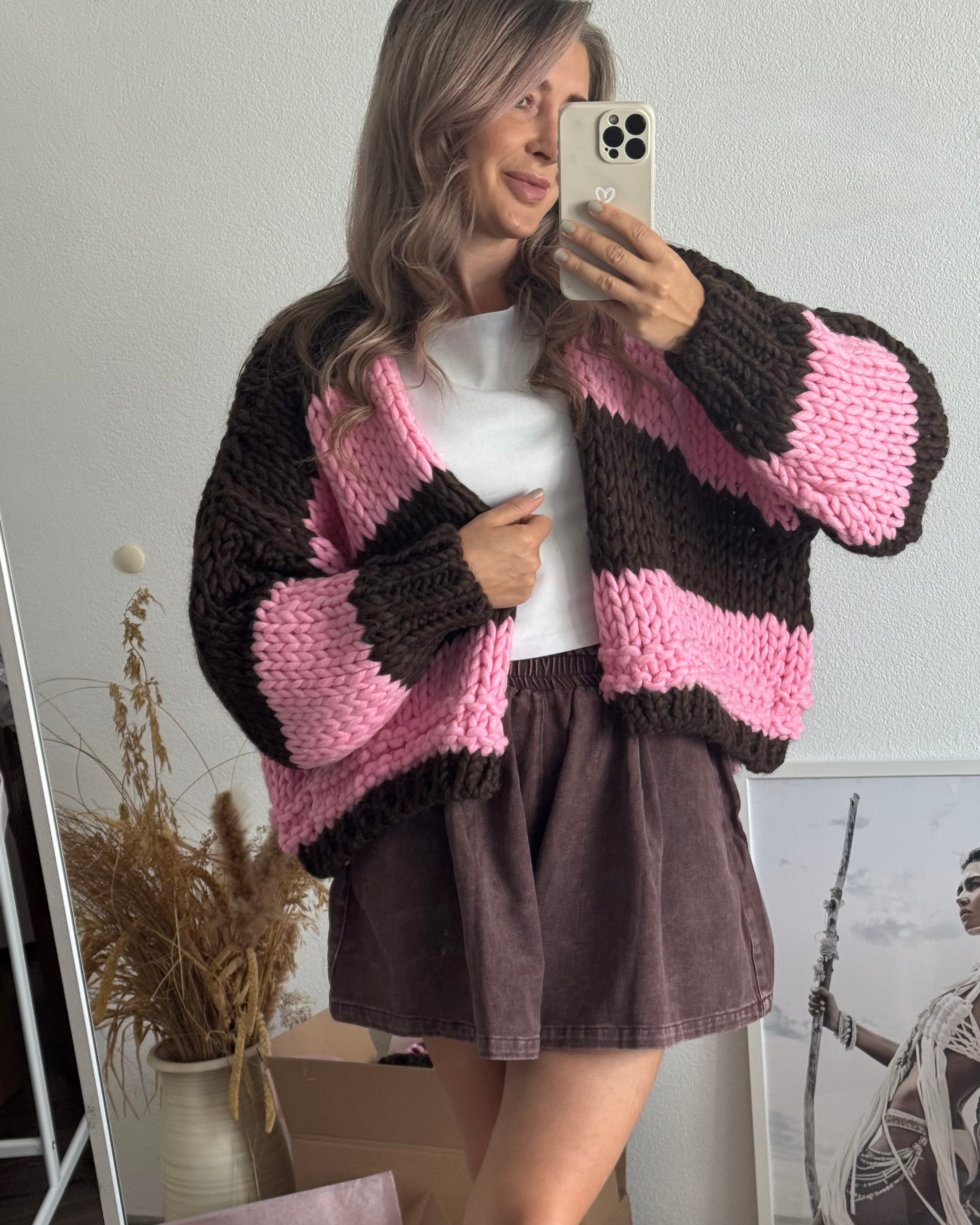 CHUNKY KNIT CARDIGAN BRAUN