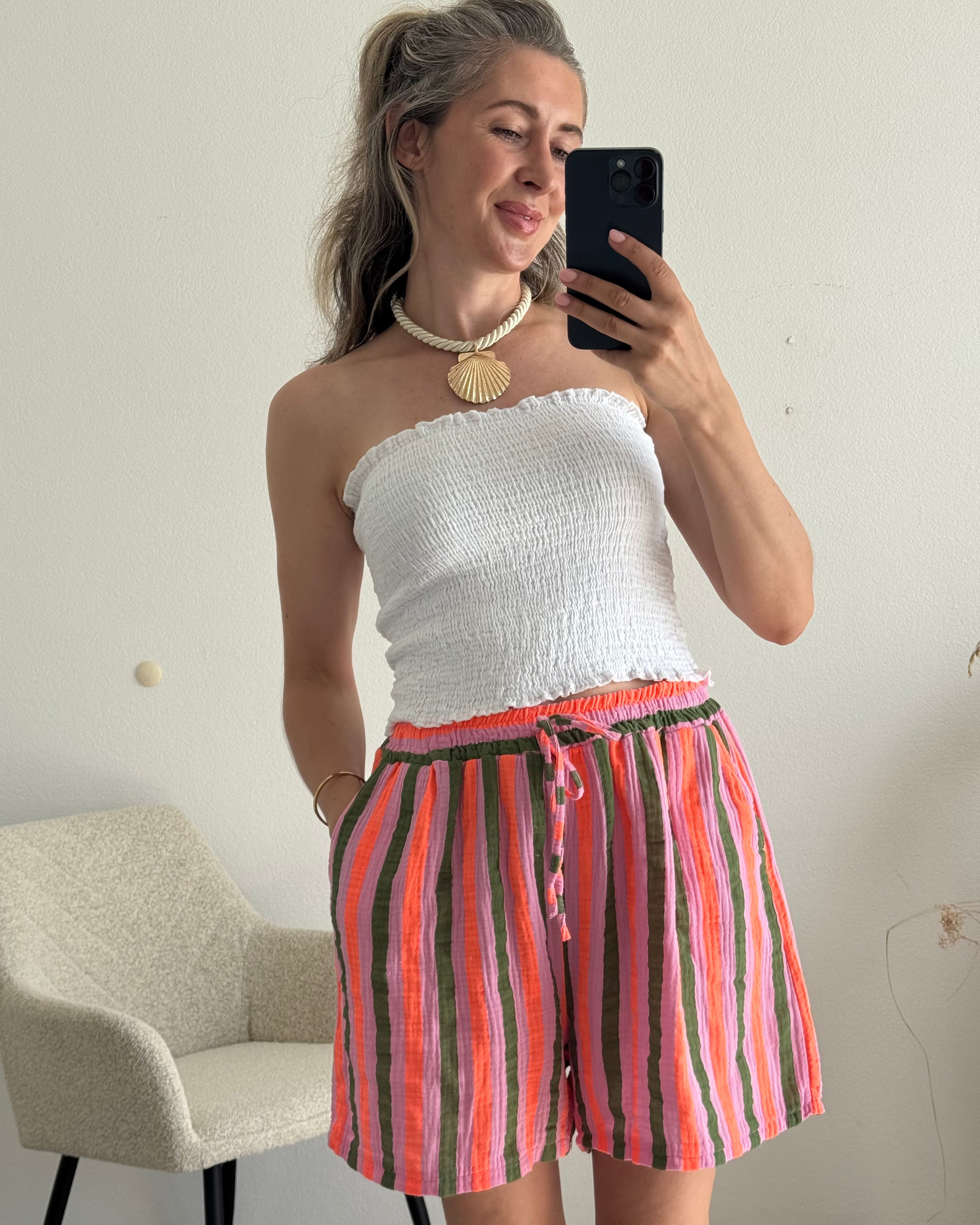 Shorts aus Musselin Stripes