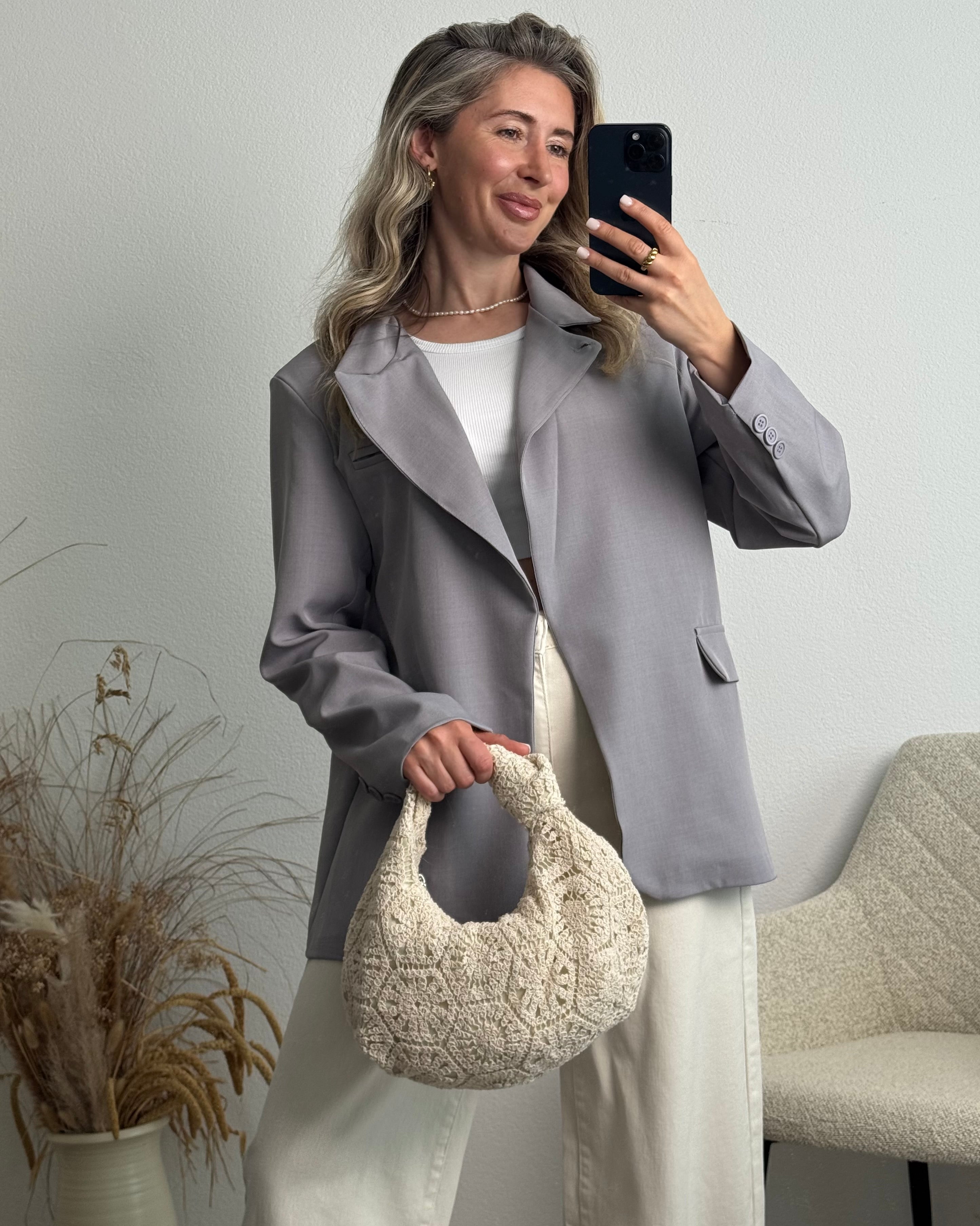 High Neck Blazer grau