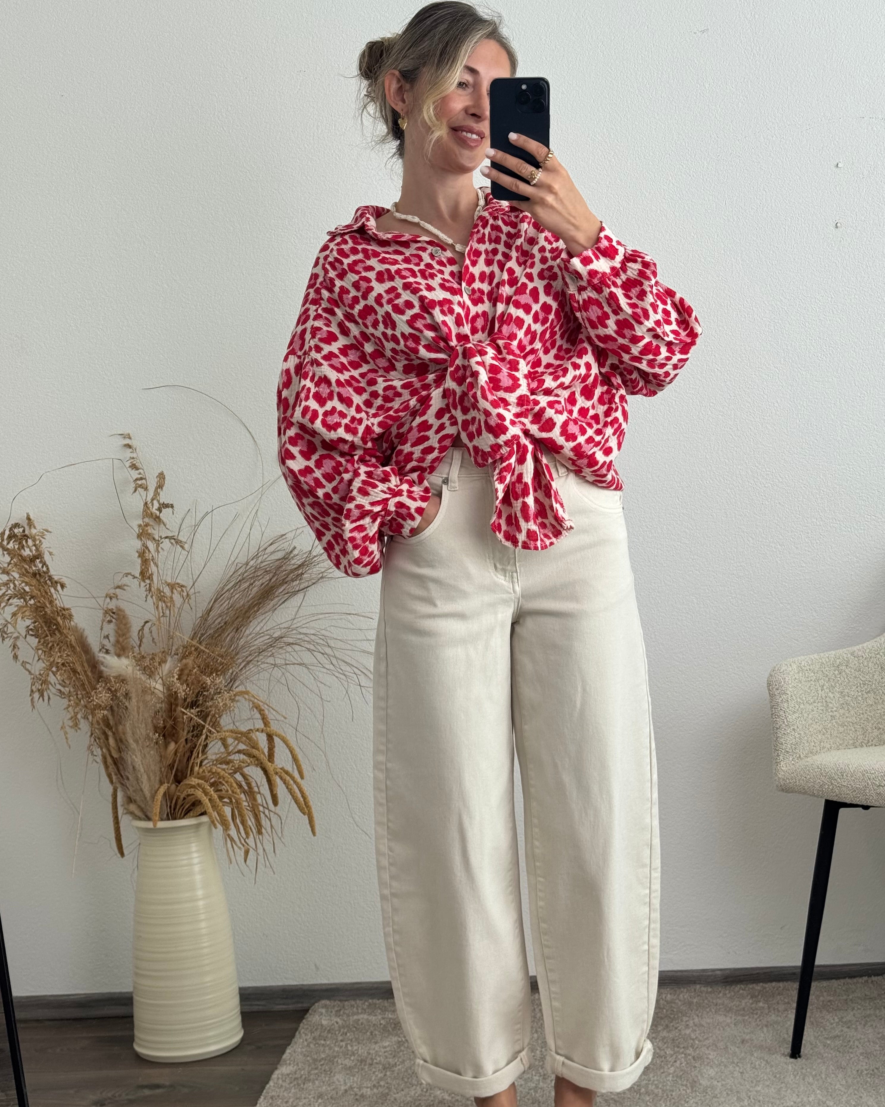 Musselinbluse Leo rot