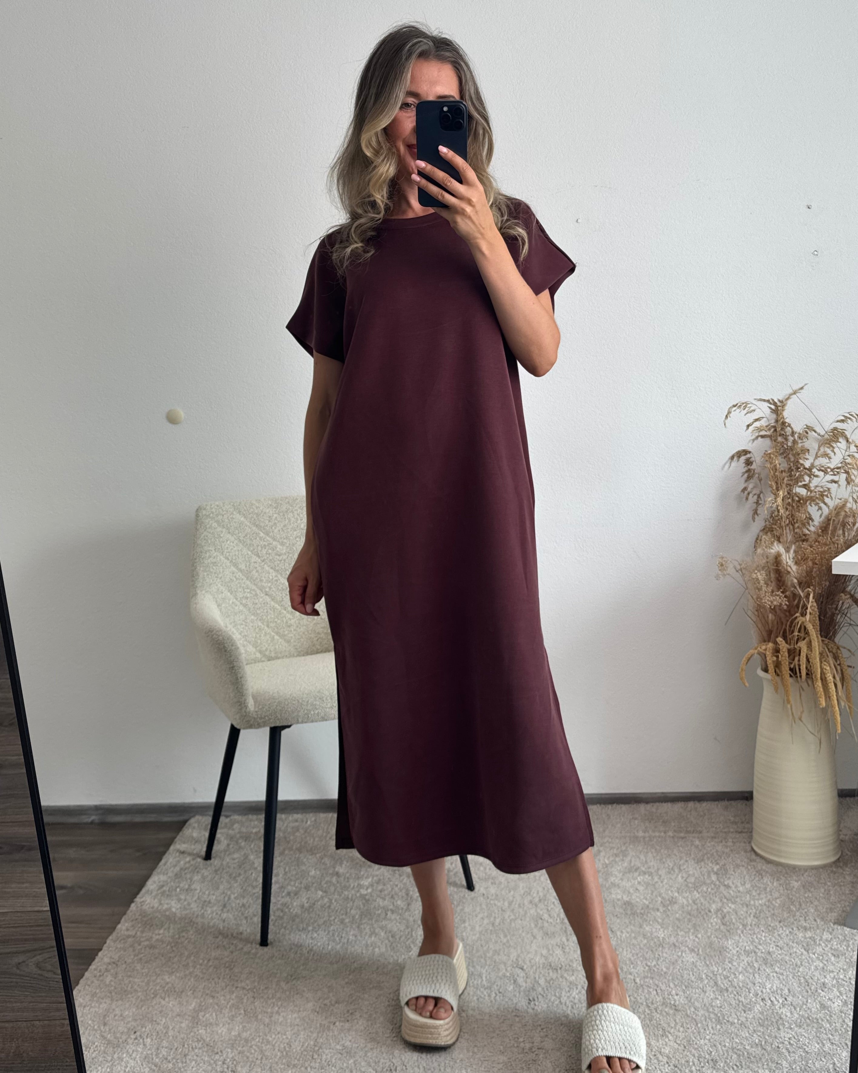 Oversize Kleid Butterstoff Luna Mahagoni-Braun