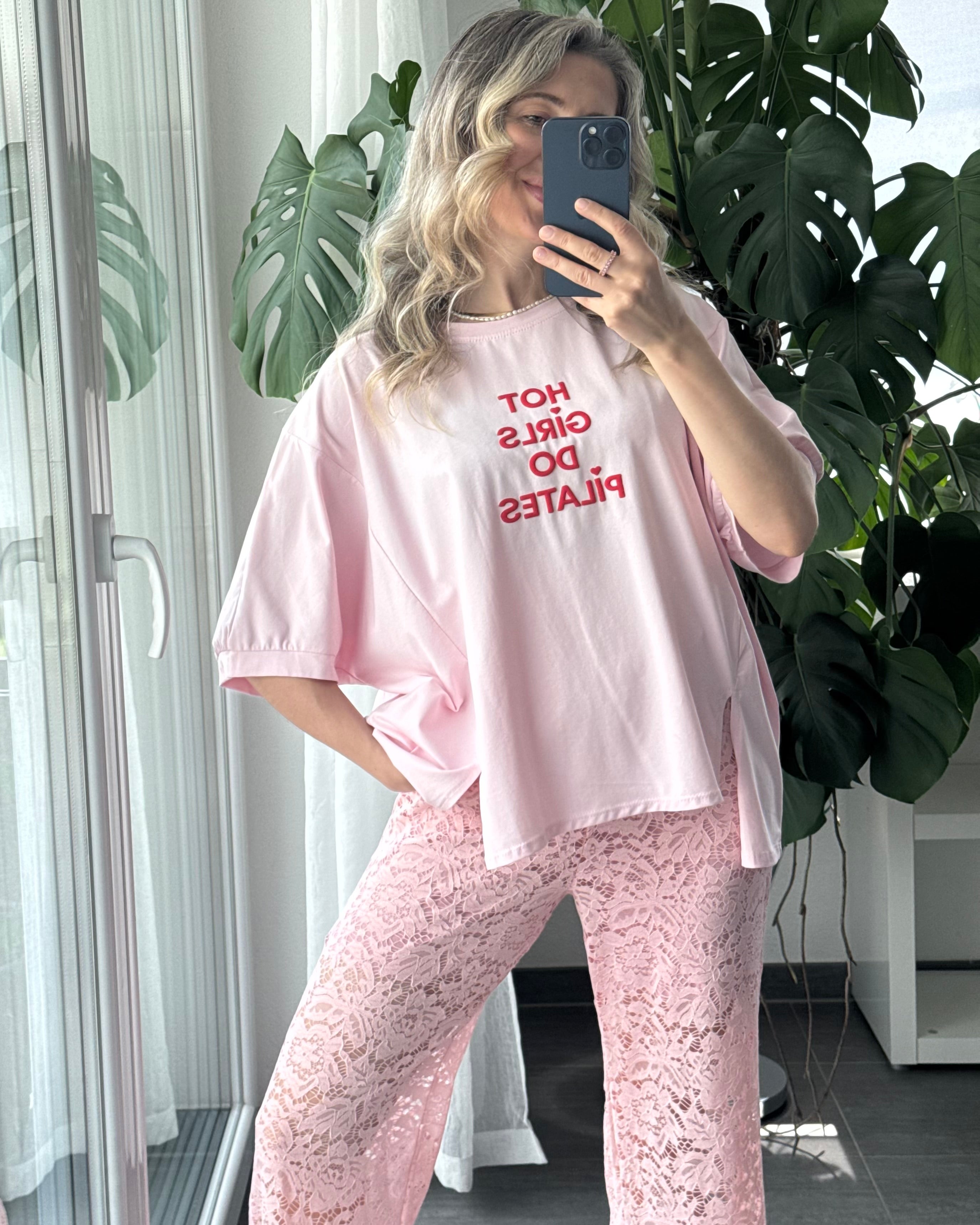 Oversize T-Shirt Hot Girls do pilates rosa