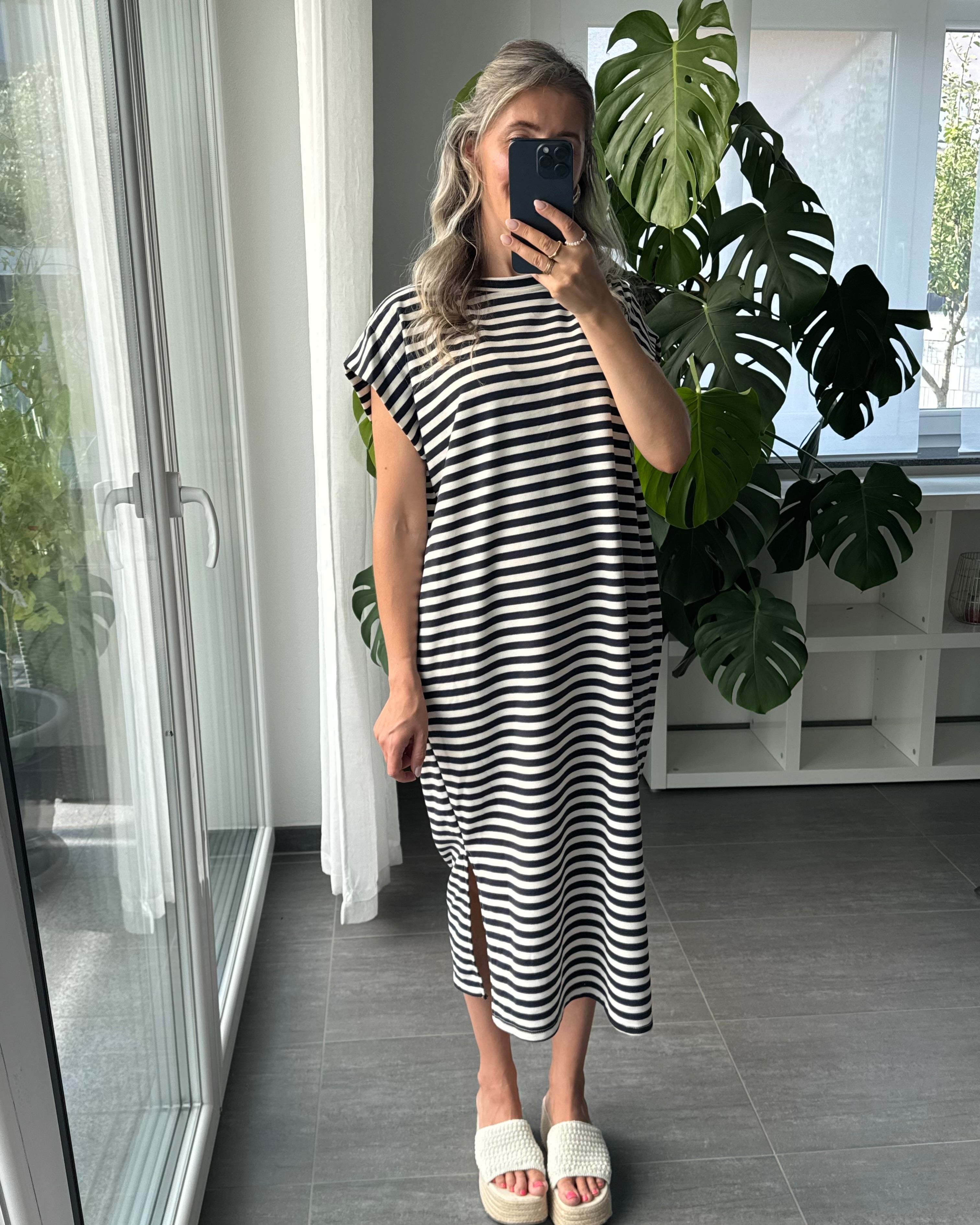 Midikleid Sienna Stripes Marineblau