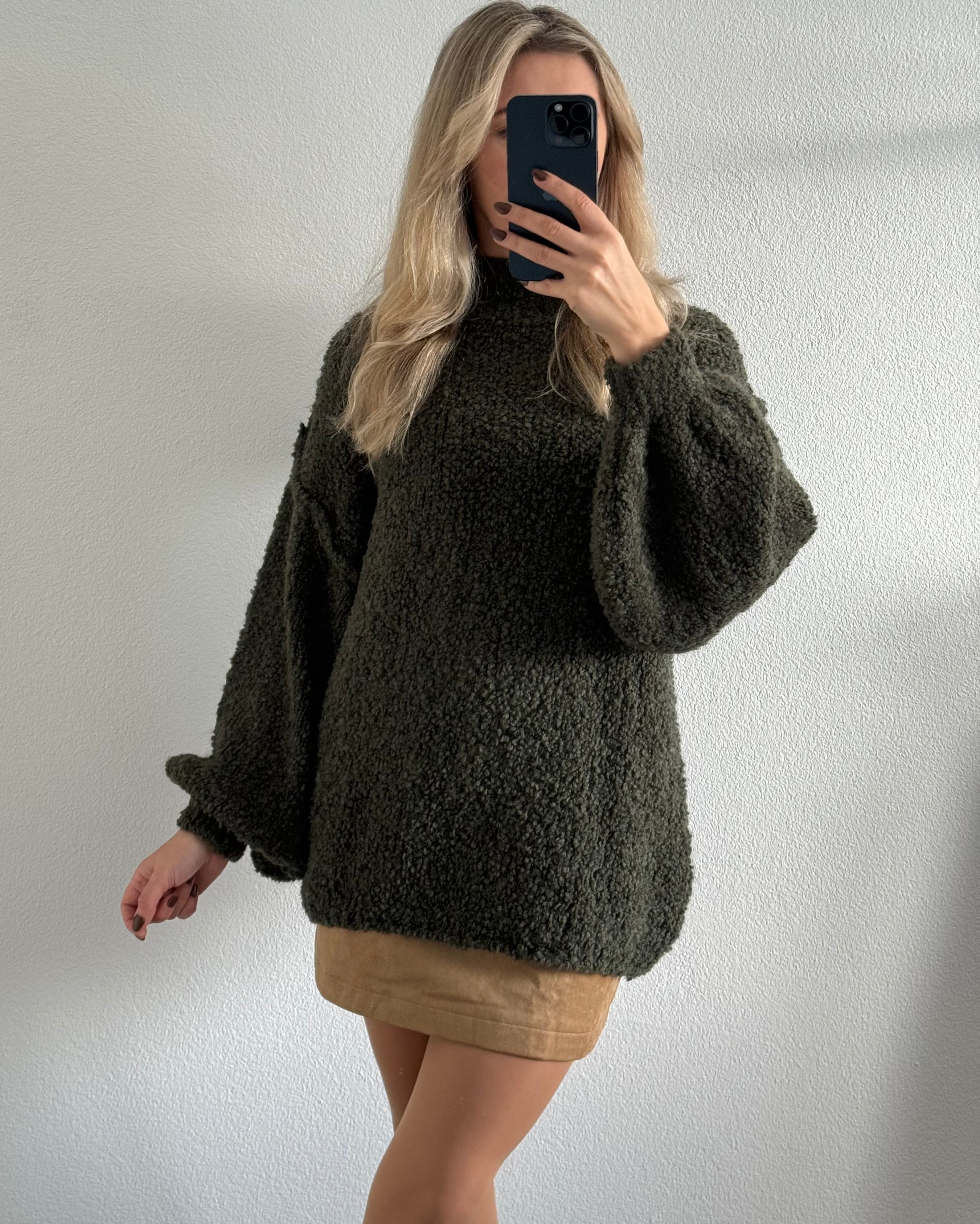 Bouclé oversize Pullover schmal KHAKI