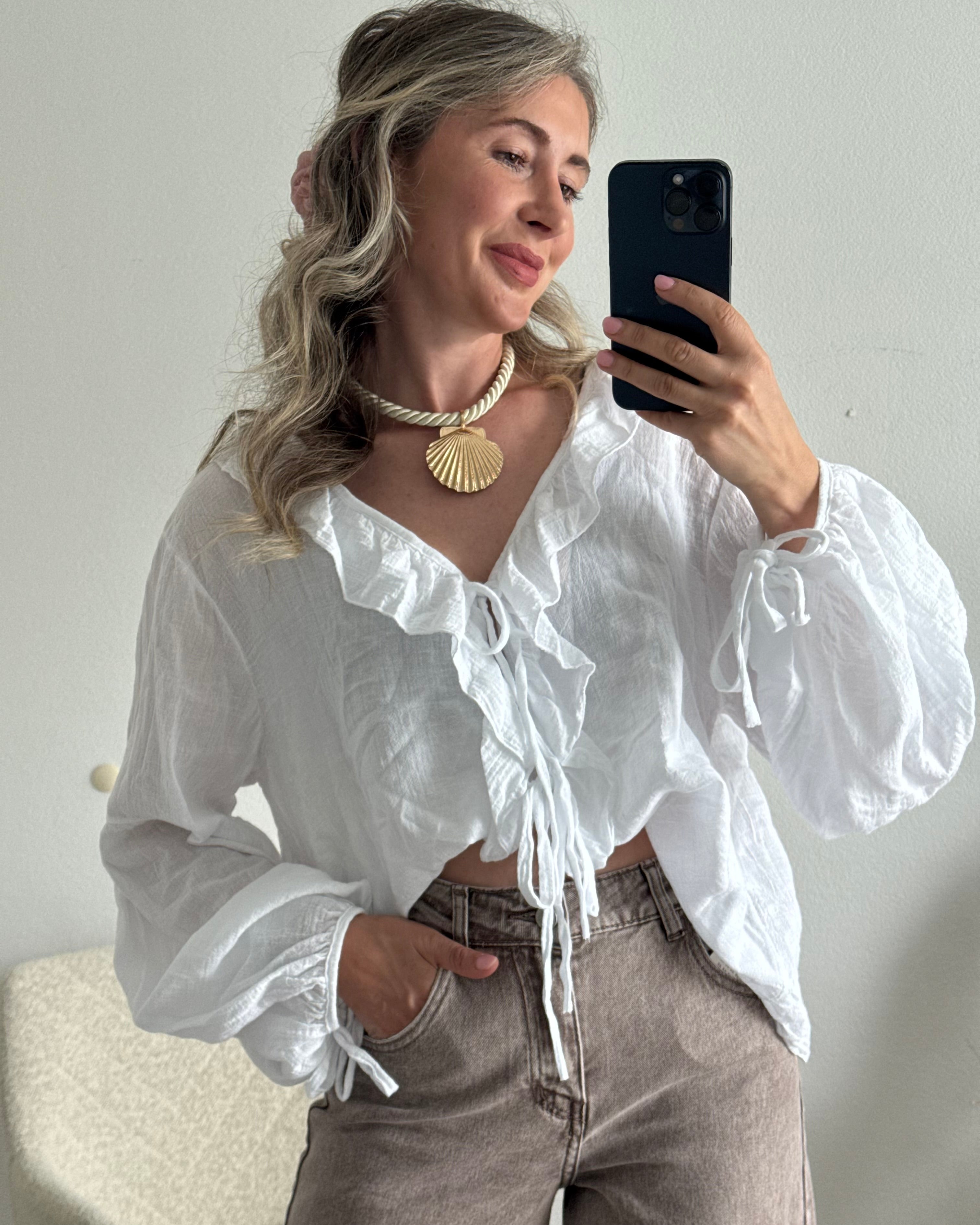 Rüschenbluse Mila weiß
